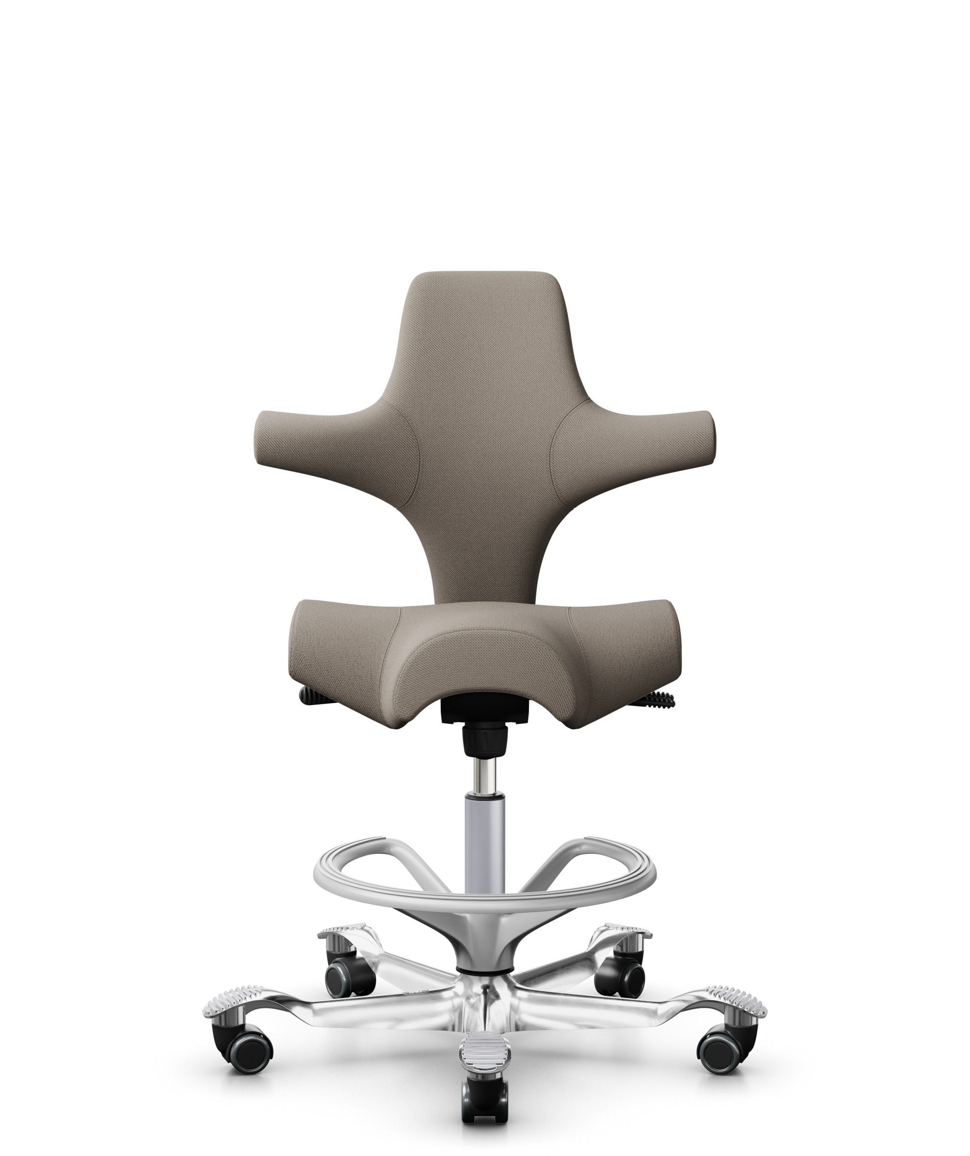 HÅG Capisco 8106 - Select (Gabriel) - Wol / Polyamide - SC60129 - Beige - Framekleur - Zilver - Gasveer - 265 mm (Zithoogte 53-79cm) - Vloercontact - Harde wielen t.b.v. zachte vloeren - Voetenring - Ja, in framekleur - Voetster - Ja, voetster in gepol... - 1