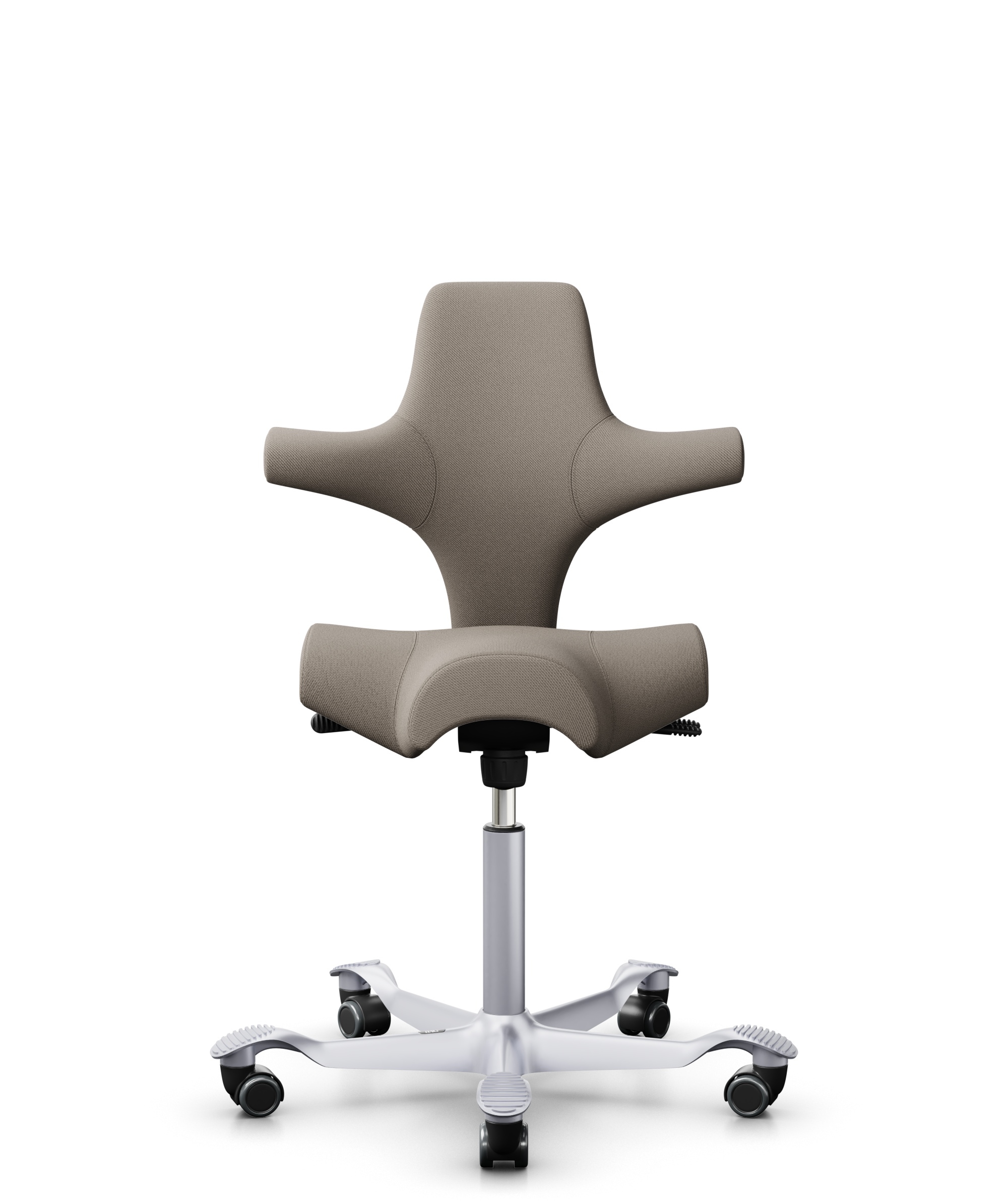 HÅG Capisco 8106 - Select (Gabriel) - Wol / Polyamide - SC60129 - Beige - Framekleur - Zilver - Gasveer - 265 mm (Zithoogte 53-79cm) - Vloercontact - Zachte wielen t.b.v. harde vloeren - Voetenring - Nee, geen voetenring - Voetster - Nee, voetster in f... - 1