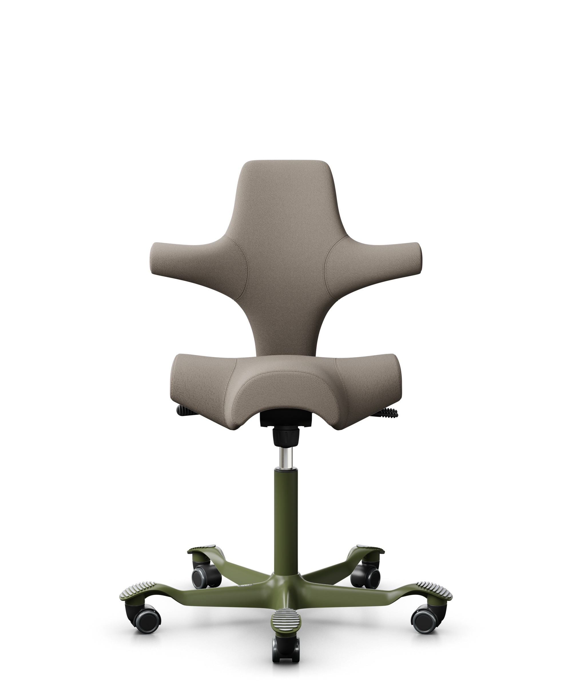 HÅG Capisco 8106 - Select (Gabriel) - Wol / Polyamide - SC60129 - Beige - Framekleur - Moss Grey - Gasveer - 265 mm (Zithoogte 53-79cm) - Vloercontact - Harde wielen t.b.v. zachte vloeren - Voetenring - Nee, geen voetenring - Voetster - Nee, voetster i... - 1