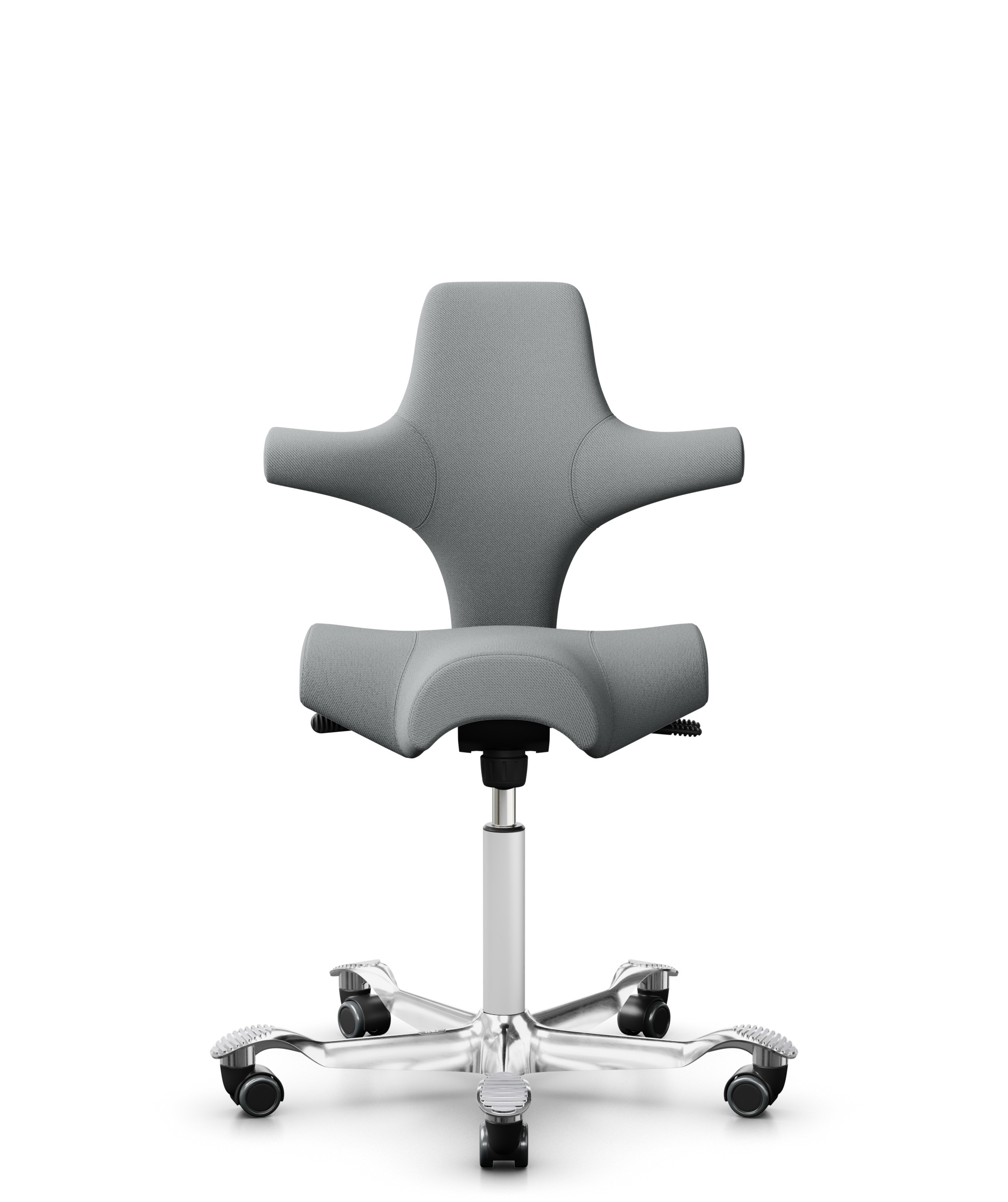 HÅG Capisco 8106 - Select (Gabriel) - Wol / Polyamide - SC60131 - Light ash grey - Framekleur - Wit - Gasveer - 265 mm (Zithoogte 53-79cm) - Vloercontact - Zachte wielen t.b.v. harde vloeren - Voetenring - Nee, geen voetenring - Voetster - Ja, voetster... - 1