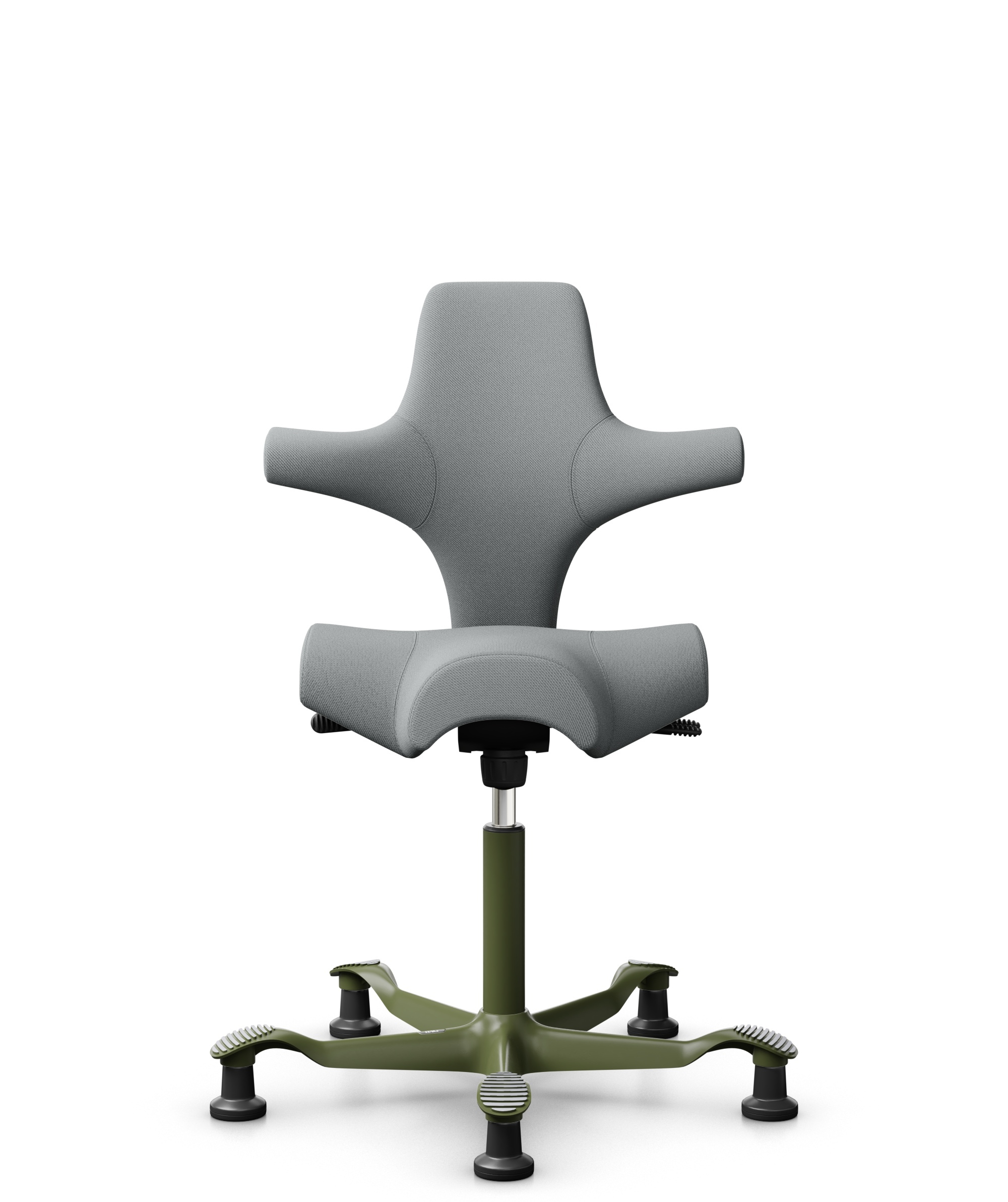 HÅG Capisco 8106 - Select (Gabriel) - Wol / Polyamide - SC60131 - Light ash grey - Framekleur - Moss Grey - Gasveer - 265 mm (Zithoogte 53-79cm) - Vloercontact - Glijdoppen - Voetenring - Nee, geen voetenring - Voetster - Nee, voetster in framekleur - 1