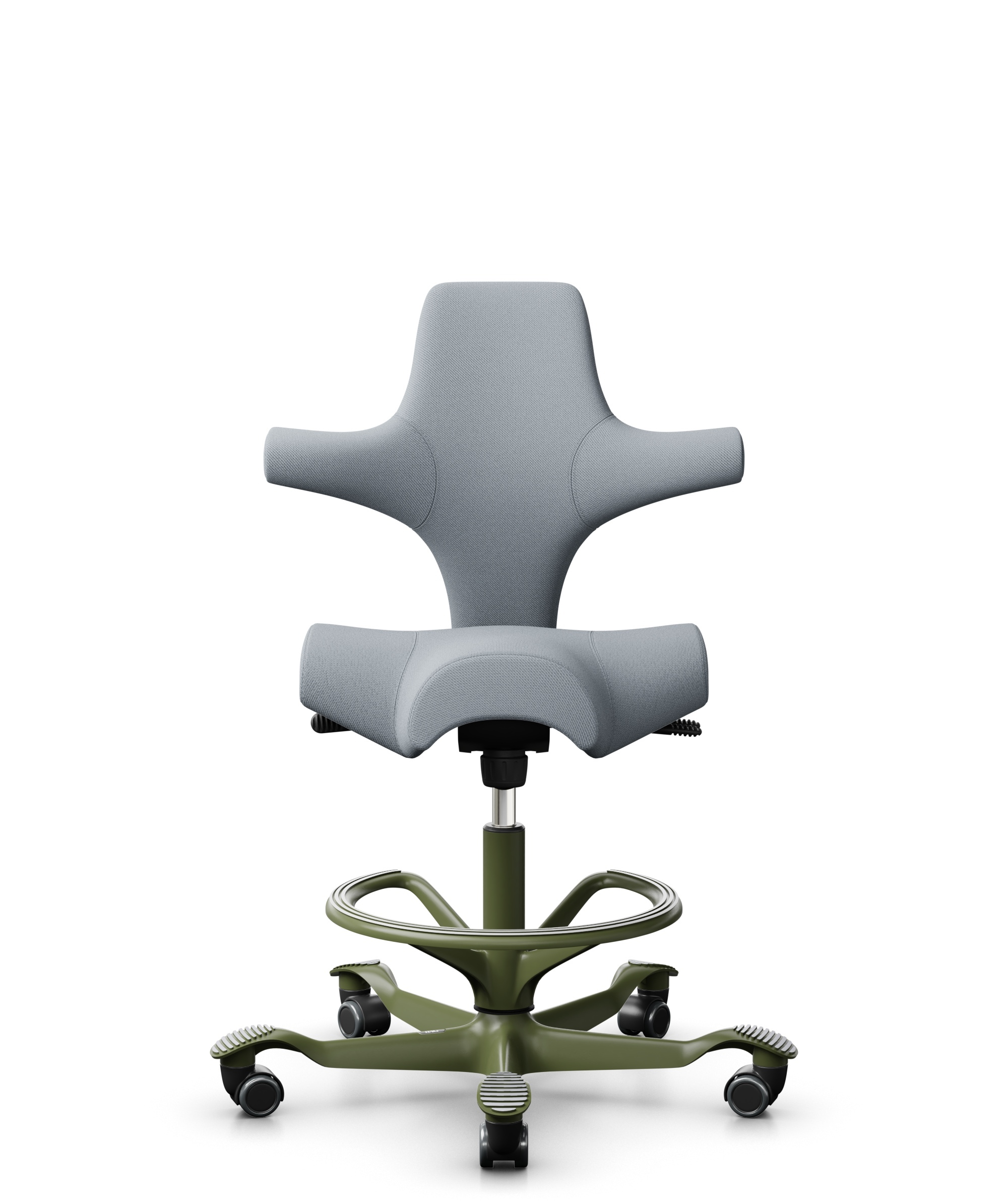 HÅG Capisco 8106 - Select (Gabriel) - Wol / Polyamide - SC60139 - Light grey - Framekleur - Wit - Gasveer - 200 mm (Zithoogte 46-64cm) - Vloercontact - Harde wielen t.b.v. zachte vloeren - Voetenring - Ja, in framekleur - Voetster - Nee, voetster in fr... - 1