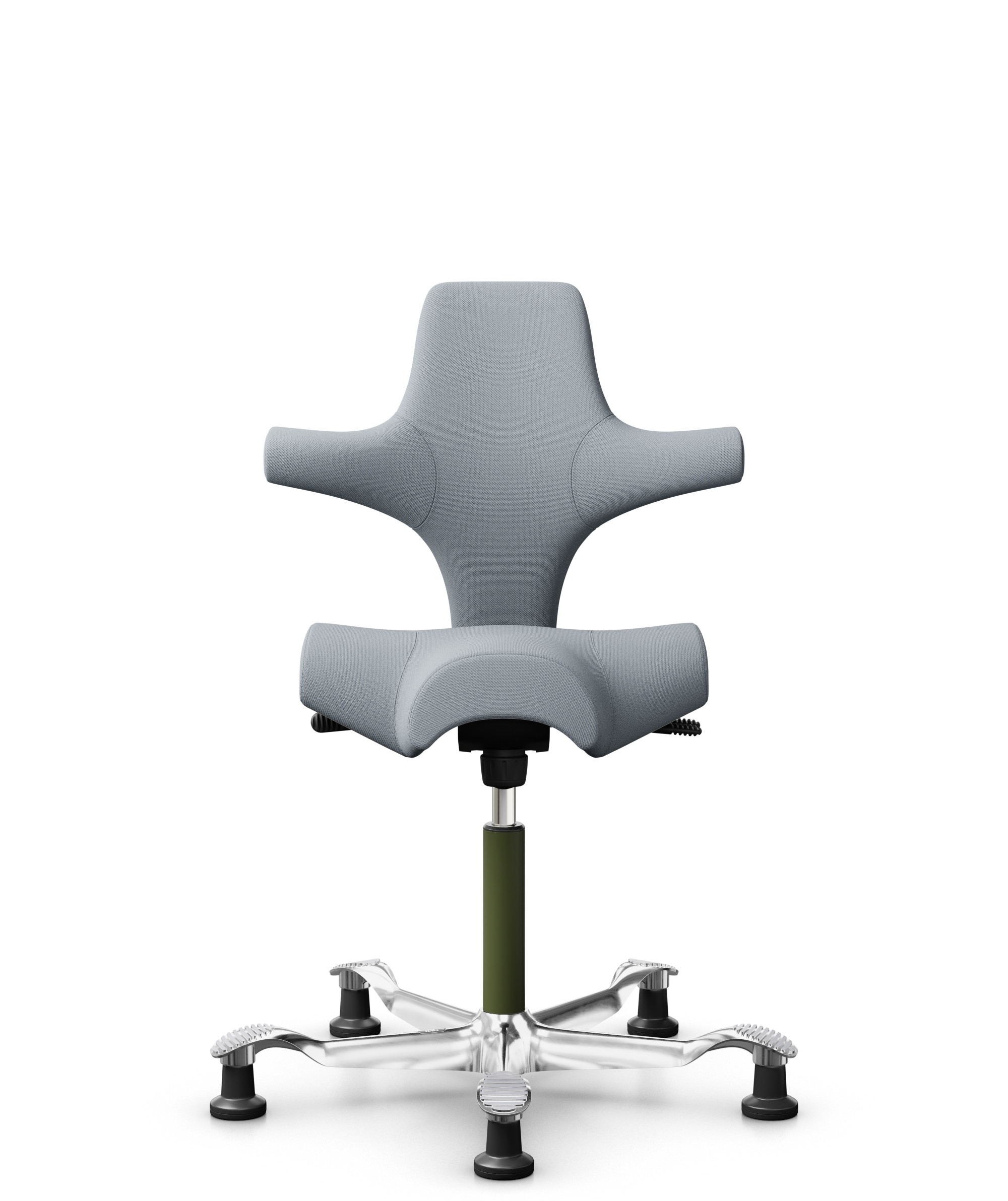 HÅG Capisco 8106 - Select (Gabriel) - Wol / Polyamide - SC60139 - Light grey - Framekleur - Wit - Gasveer - 200 mm (Zithoogte 46-64cm) - Vloercontact - Glijdoppen - Voetenring - Nee, geen voetenring - Voetster - Ja, voetster in gepolijst aluminium - 1