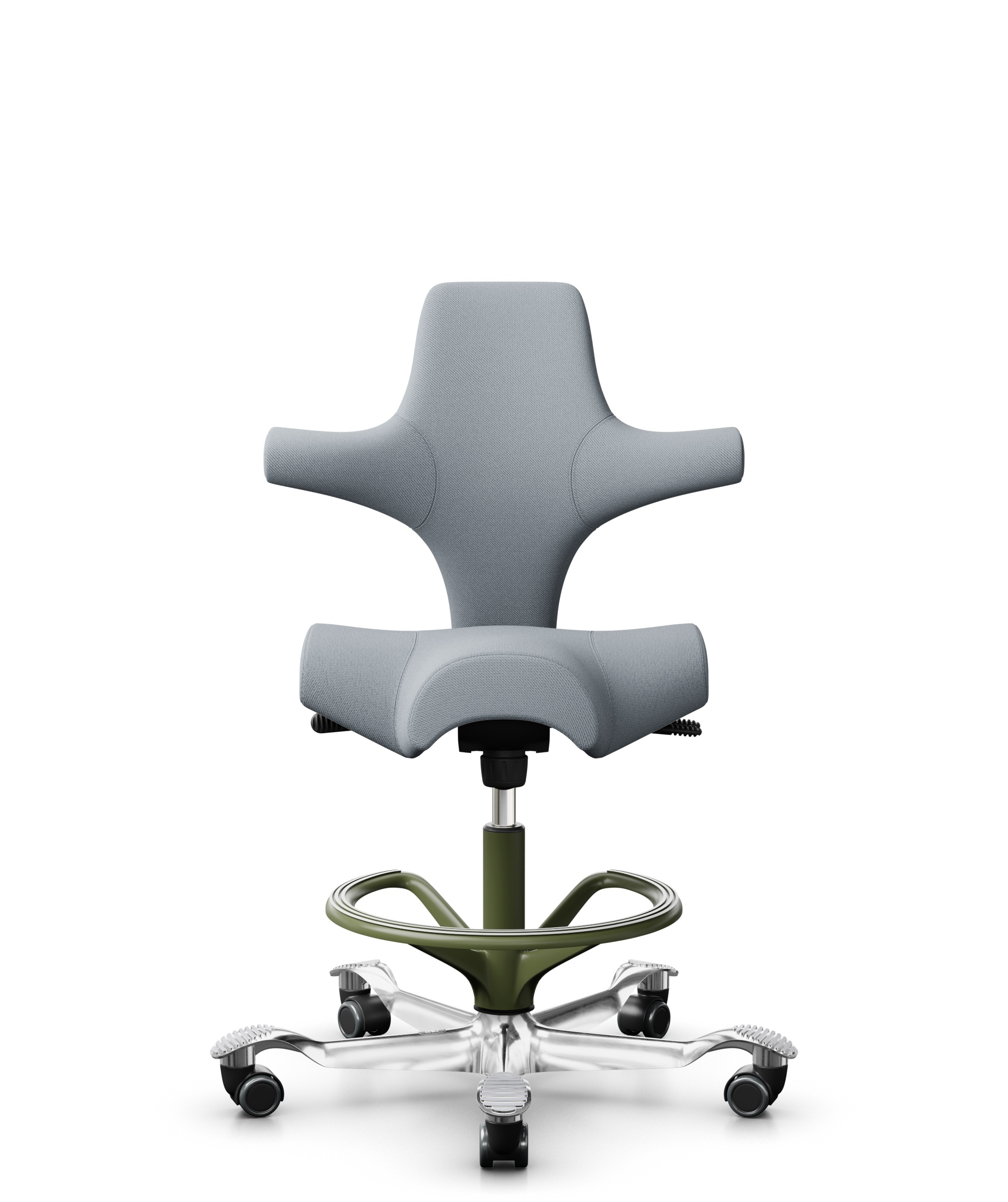 HÅG Capisco 8106 - Select (Gabriel) - Wol / Polyamide - SC60139 - Light grey - Framekleur - Wit - Gasveer - 265 mm (Zithoogte 53-79cm) - Vloercontact - Zachte wielen t.b.v. harde vloeren - Voetenring - Ja, in framekleur - Voetster - Ja, voetster in gep... - 1