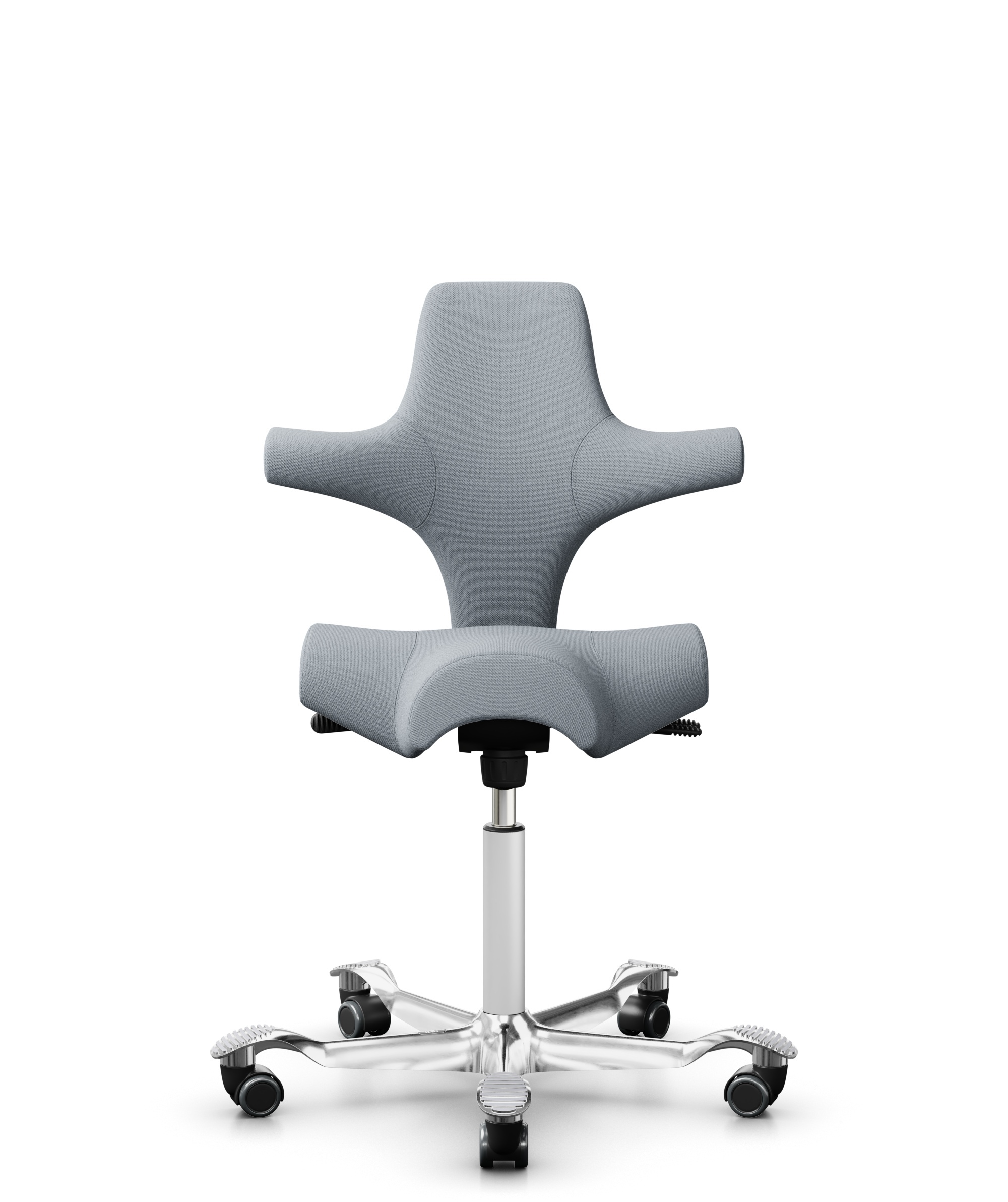 HÅG Capisco 8106 - Select (Gabriel) - Wol / Polyamide - SC60139 - Light grey - Framekleur - Zilver - Gasveer - 265 mm (Zithoogte 53-79cm) - Vloercontact - Zachte wielen t.b.v. harde vloeren - Voetenring - Nee, geen voetenring - Voetster - Ja, voetster ... - 1