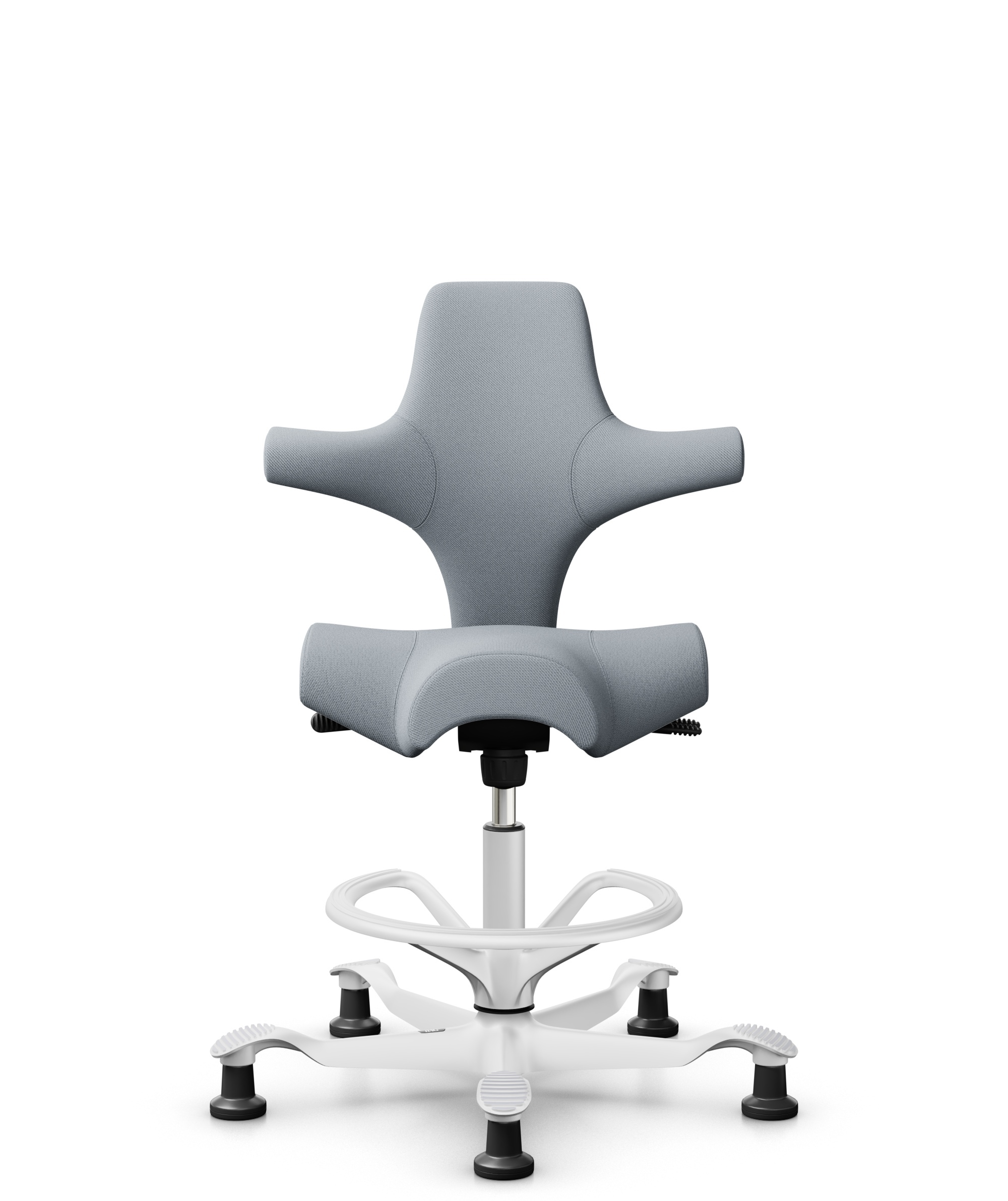 HÅG Capisco 8106 - Select (Gabriel) - Wol / Polyamide - SC60139 - Light grey - Framekleur - Zilver - Gasveer - 265 mm (Zithoogte 53-79cm) - Vloercontact - Glijdoppen - Voetenring - Ja, in framekleur - Voetster - Nee, voetster in framekleur - 1