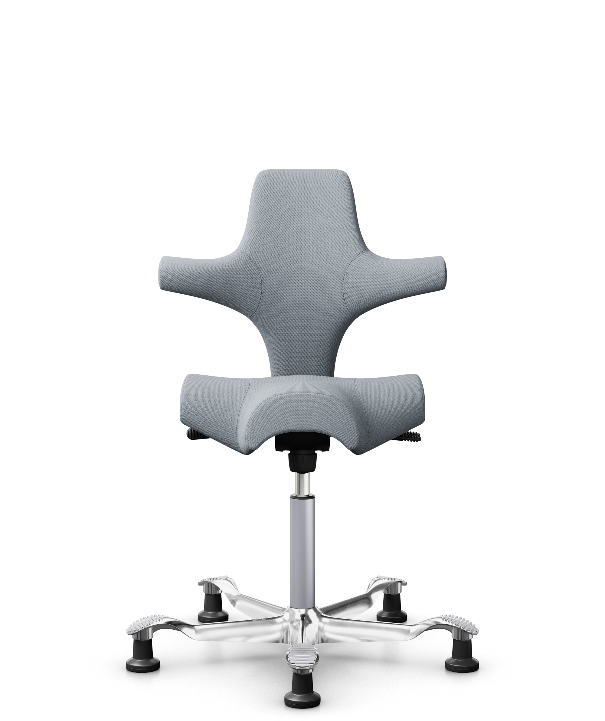 HÅG Capisco 8106 - Select (Gabriel) - Wol / Polyamide - SC60139 - Light grey - Framekleur - Blush Rose - Gasveer - 200 mm (Zithoogte 46-64cm) - Vloercontact - Glijdoppen - Voetenring - Nee, geen voetenring - Voetster - Ja, voetster in gepolijst aluminium - 1