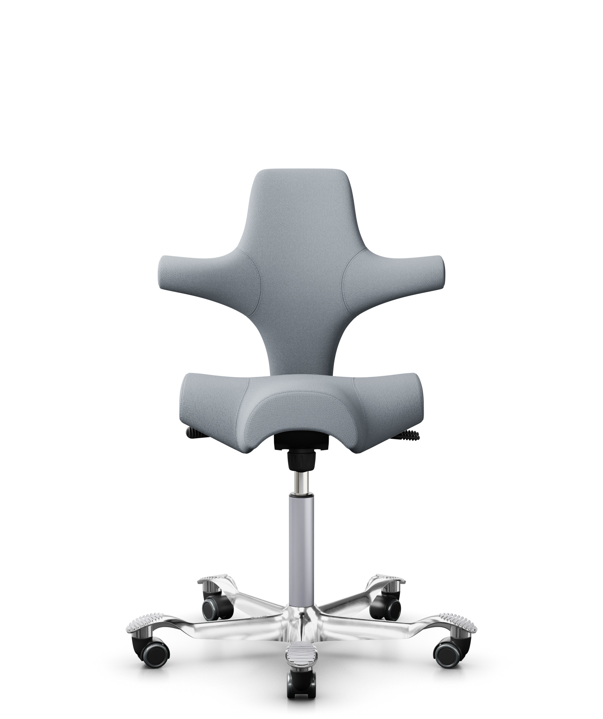 HÅG Capisco 8106 - Select (Gabriel) - Wol / Polyamide - SC60139 - Light grey - Framekleur - Blush Rose - Gasveer - 265 mm (Zithoogte 53-79cm) - Vloercontact - Harde wielen t.b.v. zachte vloeren - Voetenring - Nee, geen voetenring - Voetster - Ja, voets... - 1