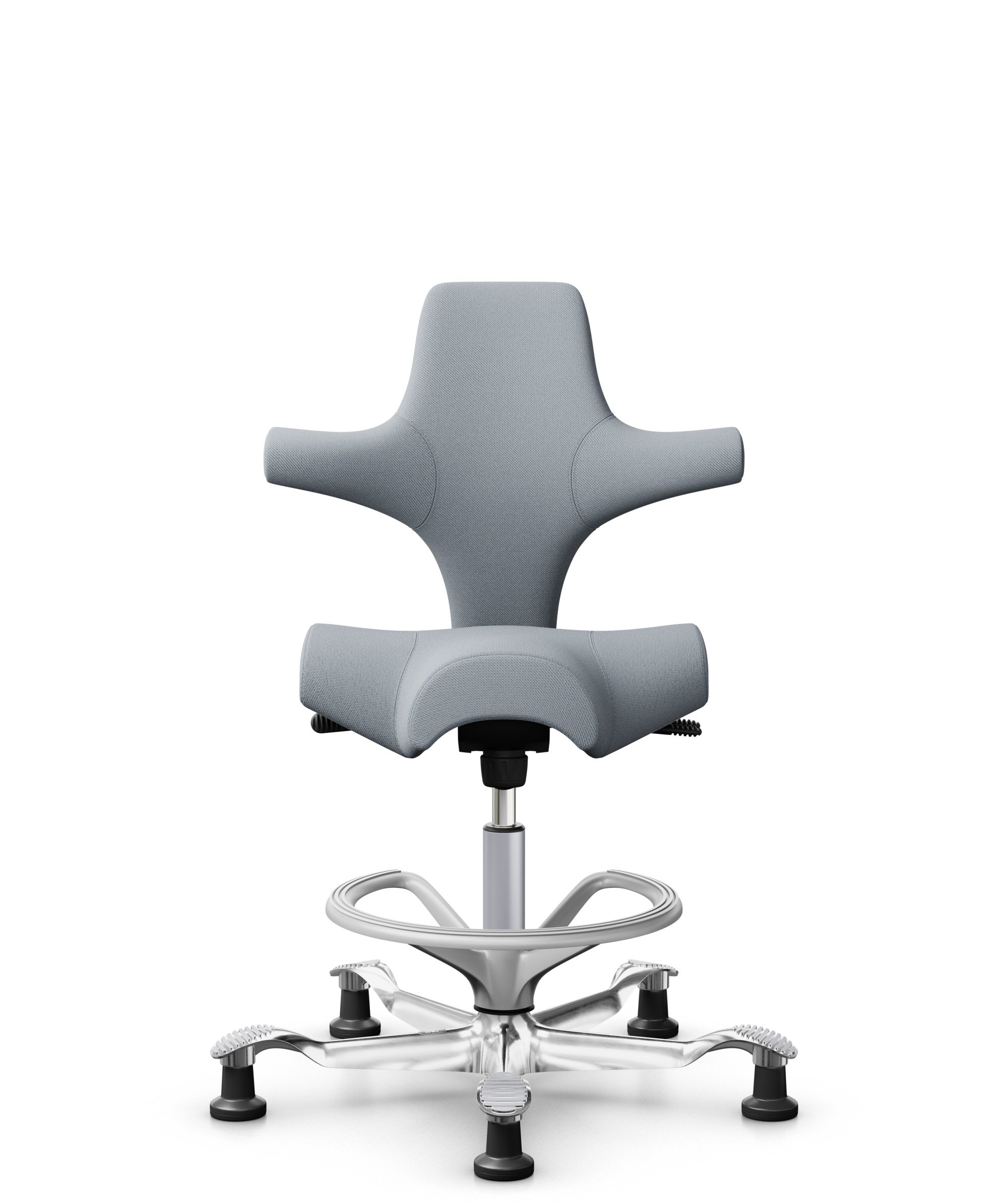 HÅG Capisco 8106 - Select (Gabriel) - Wol / Polyamide - SC60139 - Light grey - Framekleur - Blush Rose - Gasveer - 265 mm (Zithoogte 53-79cm) - Vloercontact - Glijdoppen - Voetenring - Ja, in framekleur - Voetster - Ja, voetster in gepolijst aluminium - 1