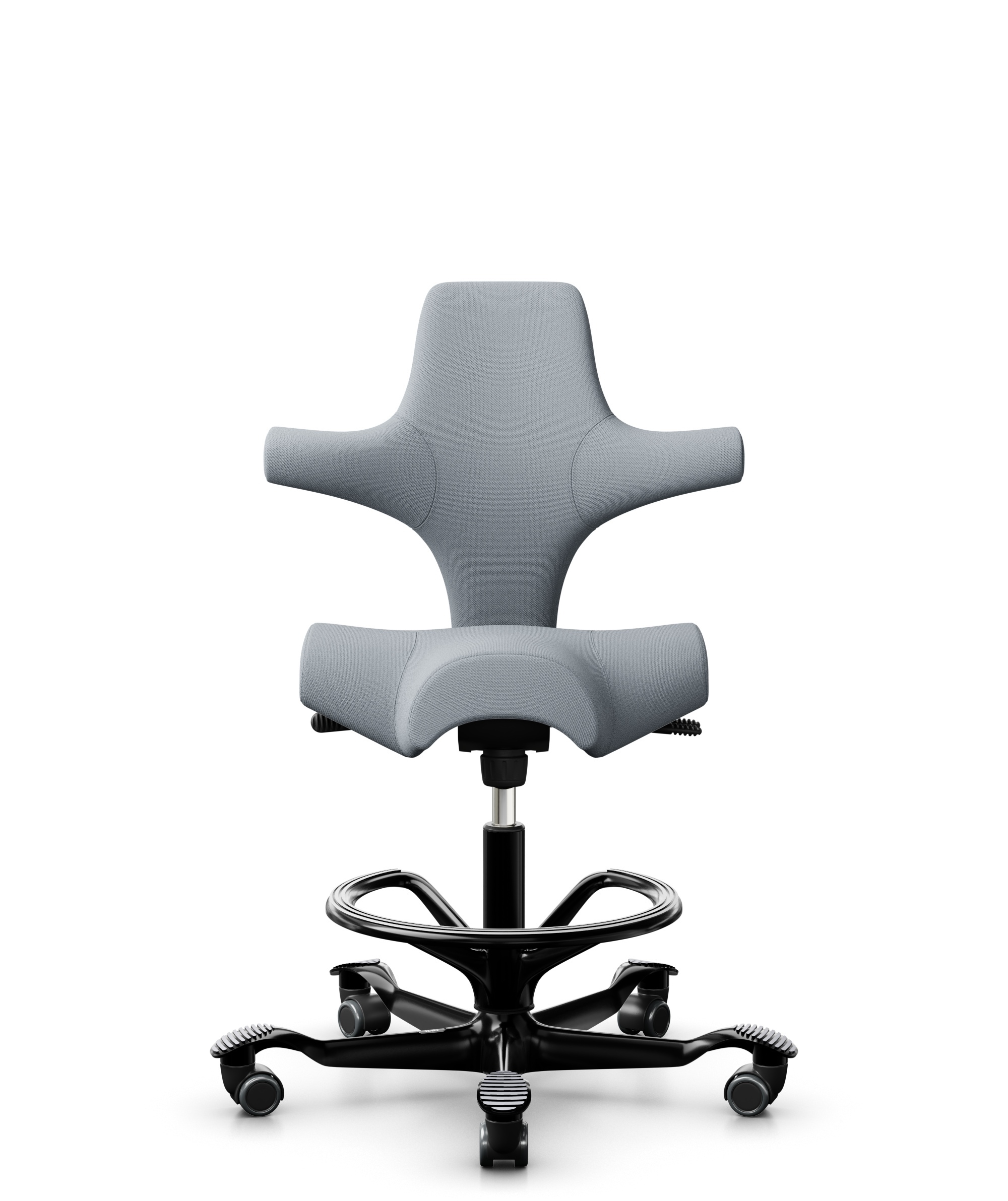 HÅG Capisco 8106 - Select (Gabriel) - Wol / Polyamide - SC60139 - Light grey - Framekleur - Moss Grey - Gasveer - 265 mm (Zithoogte 53-79cm) - Vloercontact - Zachte wielen t.b.v. harde vloeren - Voetenring - Ja, in framekleur - Voetster - Nee, voetster... - 1
