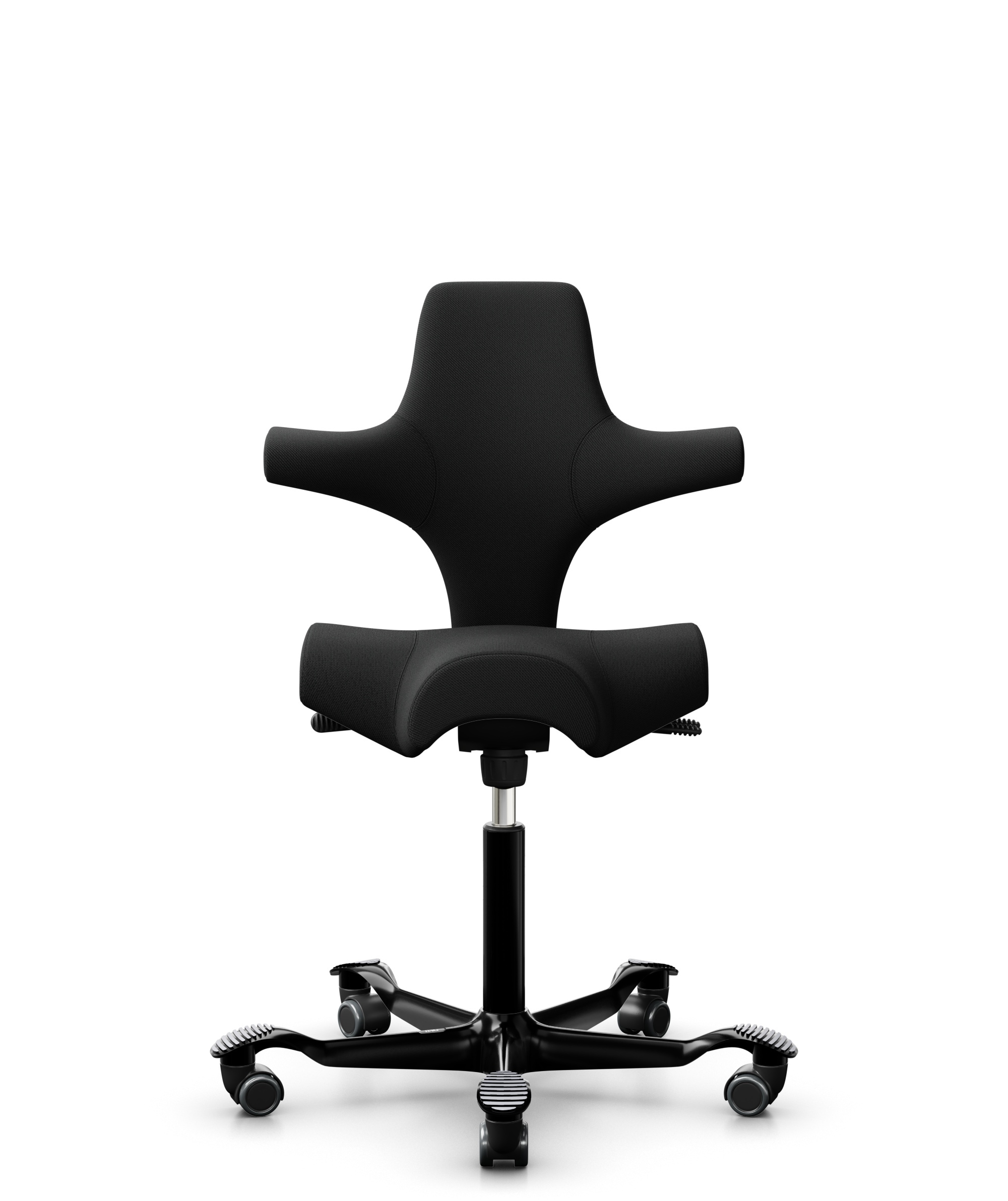 HÅG Capisco 8106 - Select (Gabriel) - Wol / Polyamide - SC60999 - Black - Framekleur - Zwart - Gasveer - 200 mm (Zithoogte 46-64cm) - Vloercontact - Zachte wielen t.b.v. harde vloeren - Voetenring - Nee, geen voetenring - Voetster - Nee, voetster in fr... - 1