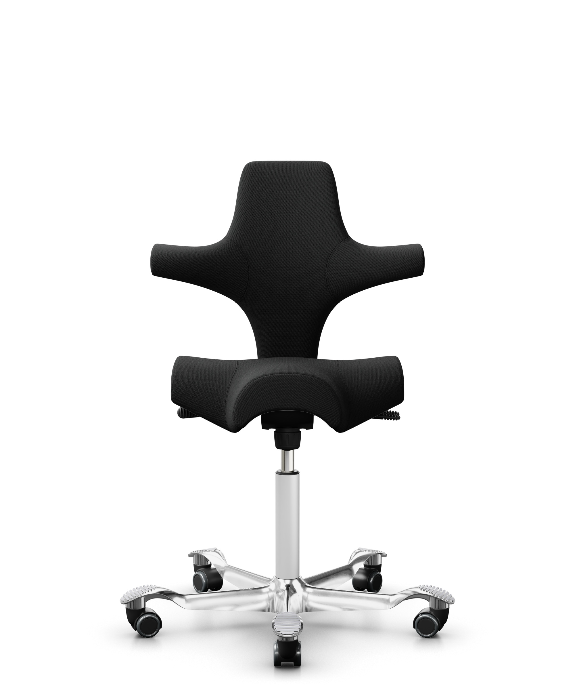 HÅG Capisco 8106 - Select (Gabriel) - Wol / Polyamide - SC60999 - Black - Framekleur - Wit - Gasveer - 150 mm (Zithoogte 40-55cm) - Vloercontact - Harde wielen t.b.v. zachte vloeren - Voetenring - Nee, geen voetenring - Voetster - Ja, voetster in gepol... - 1