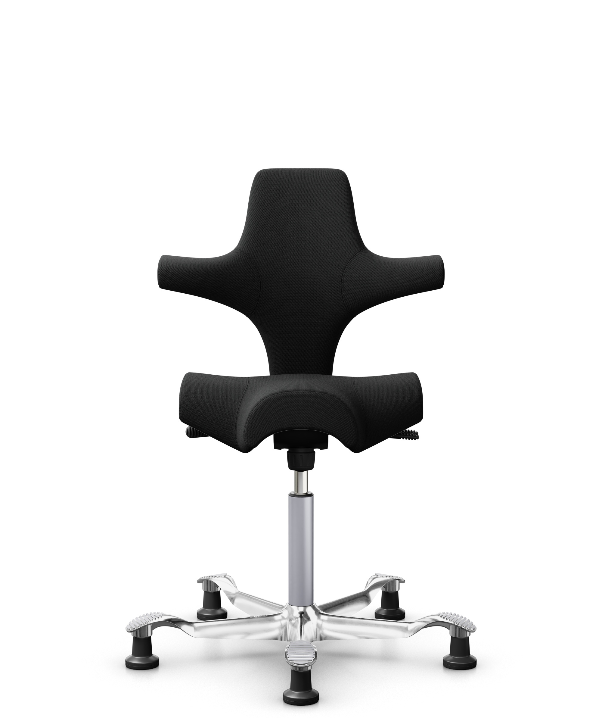 HÅG Capisco 8106 - Select (Gabriel) - Wol / Polyamide - SC60999 - Black - Framekleur - Zilver - Gasveer - 200 mm (Zithoogte 46-64cm) - Vloercontact - Glijdoppen - Voetenring - Nee, geen voetenring - Voetster - Ja, voetster in gepolijst aluminium - 1