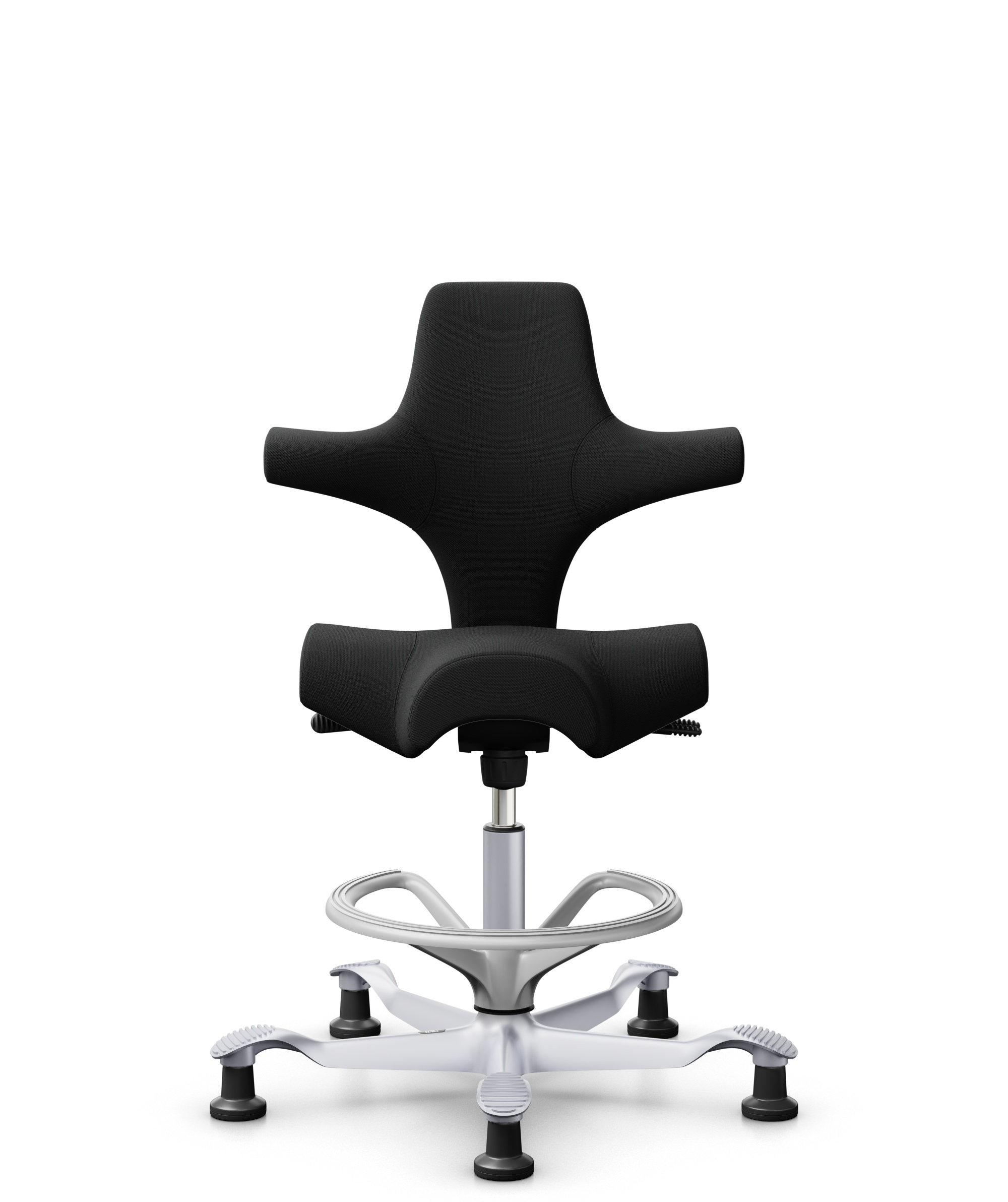 HÅG Capisco 8106 - Select (Gabriel) - Wol / Polyamide - SC60999 - Black - Framekleur - Zilver - Gasveer - 200 mm (Zithoogte 46-64cm) - Vloercontact - Glijdoppen - Voetenring - Ja, in framekleur - Voetster - Nee, voetster in framekleur - 1