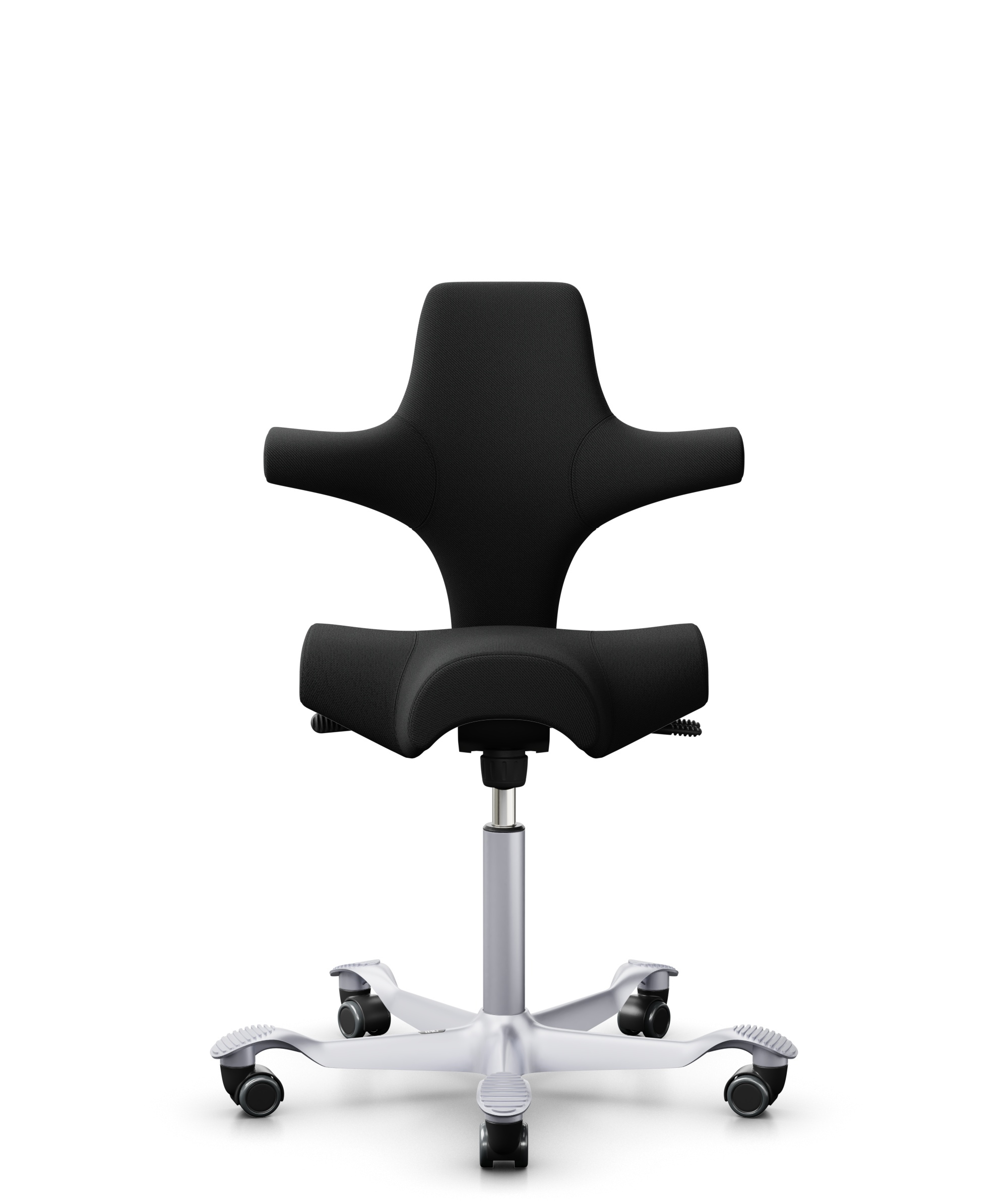 HÅG Capisco 8106 - Select (Gabriel) - Wol / Polyamide - SC60999 - Black - Framekleur - Zilver - Gasveer - 265 mm (Zithoogte 53-79cm) - Vloercontact - Harde wielen t.b.v. zachte vloeren - Voetenring - Nee, geen voetenring - Voetster - Nee, voetster in f... - 1