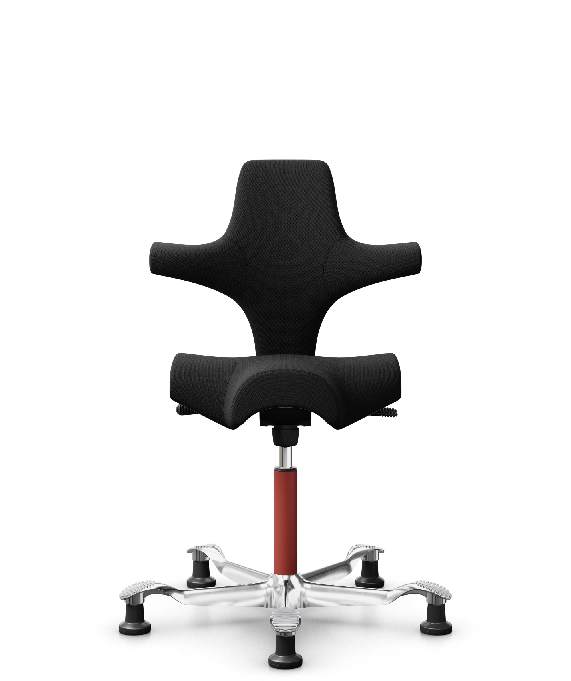 HÅG Capisco 8106 - Select (Gabriel) - Wol / Polyamide - SC60999 - Black - Framekleur - Blush Rose - Gasveer - 150 mm (Zithoogte 40-55cm) - Vloercontact - Glijdoppen - Voetenring - Nee, geen voetenring - Voetster - Ja, voetster in gepolijst aluminium - 1