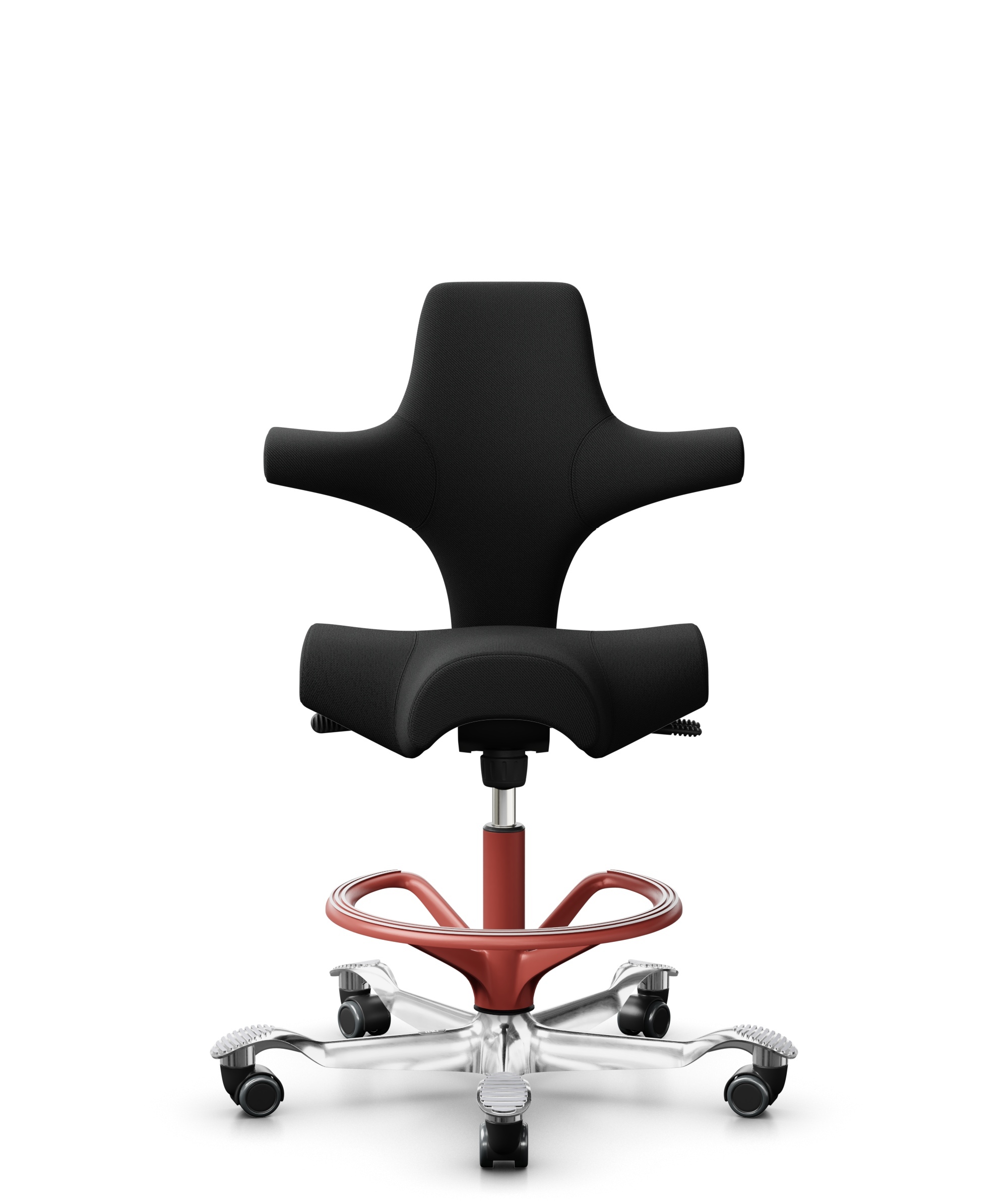 HÅG Capisco 8106 - Select (Gabriel) - Wol / Polyamide - SC60999 - Black - Framekleur - Blush Rose - Gasveer - 265 mm (Zithoogte 53-79cm) - Vloercontact - Zachte wielen t.b.v. harde vloeren - Voetenring - Ja, in framekleur - Voetster - Ja, voetster in g... - 1