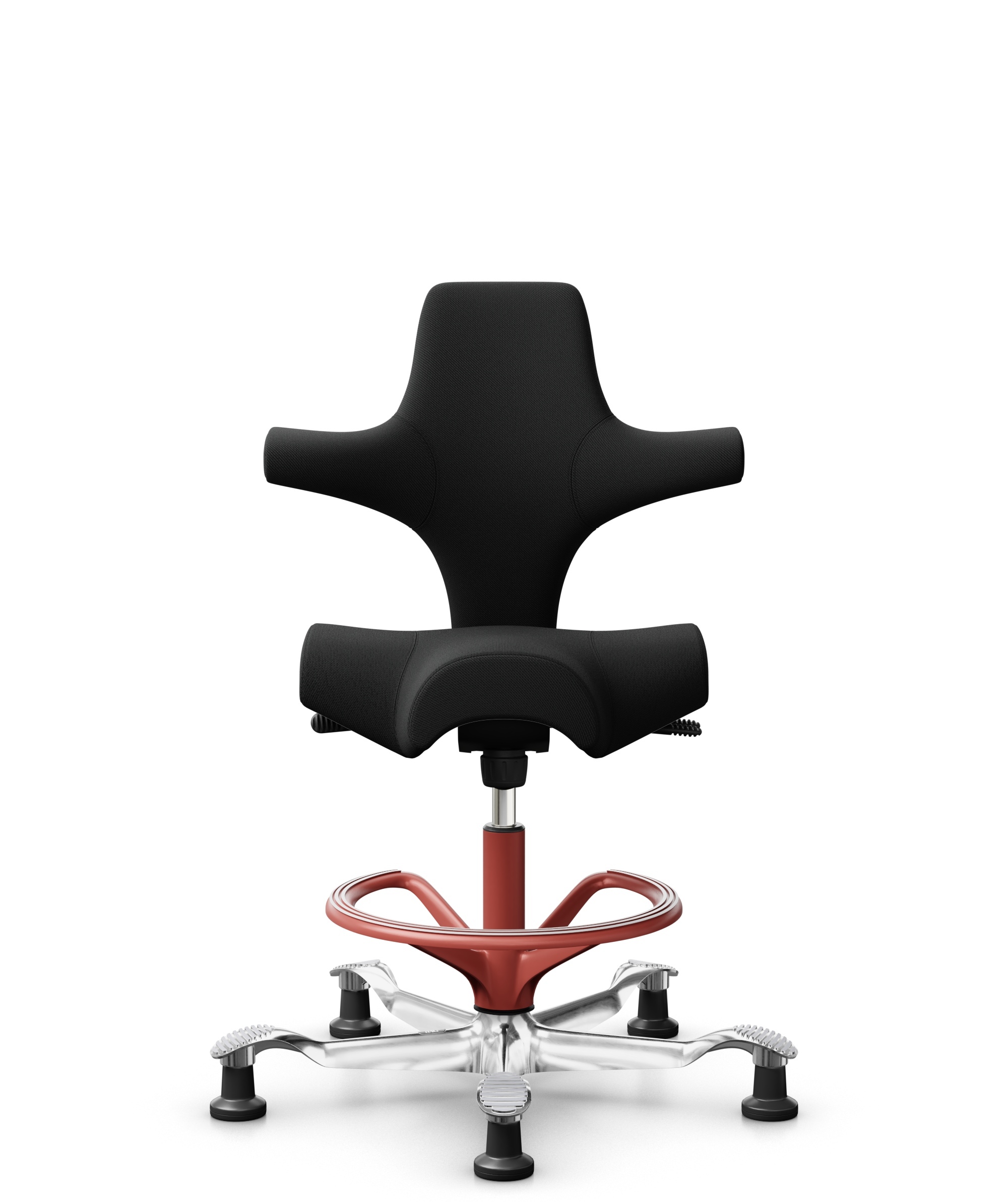 HÅG Capisco 8106 - Select (Gabriel) - Wol / Polyamide - SC60999 - Black - Framekleur - Blush Rose - Gasveer - 265 mm (Zithoogte 53-79cm) - Vloercontact - Glijdoppen - Voetenring - Ja, in framekleur - Voetster - Ja, voetster in gepolijst aluminium - 1