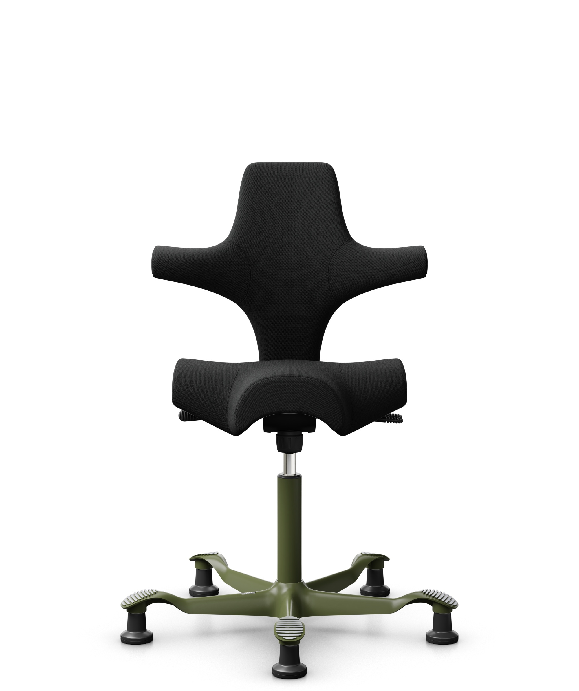 HÅG Capisco 8106 - Select (Gabriel) - Wol / Polyamide - SC60999 - Black - Framekleur - Moss Grey - Gasveer - 150 mm (Zithoogte 40-55cm) - Vloercontact - Glijdoppen - Voetenring - Nee, geen voetenring - Voetster - Nee, voetster in framekleur - 1