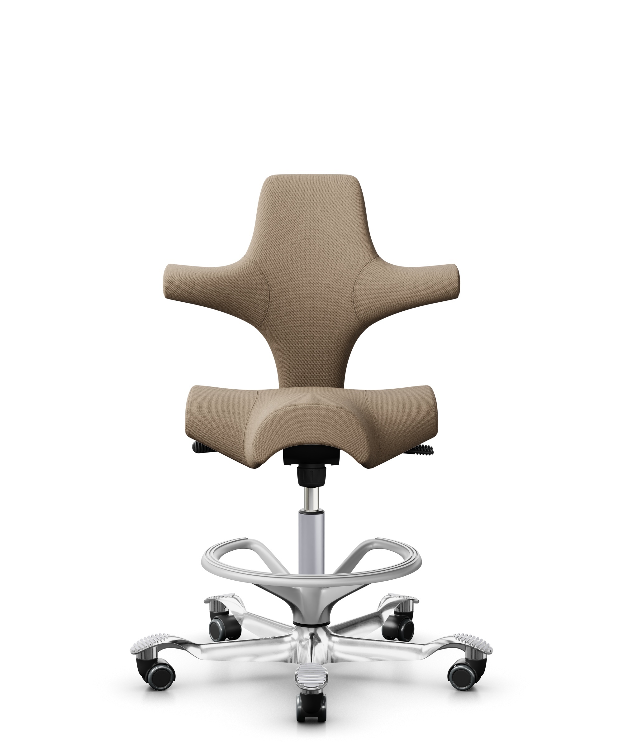 HÅG Capisco 8106 - Select (Gabriel) - Wol / Polyamide - SC61184 - Light brown - Framekleur - Zilver - Gasveer - 265 mm (Zithoogte 53-79cm) - Vloercontact - Zachte wielen t.b.v. harde vloeren - Voetenring - Ja, in framekleur - Voetster - Ja, voetster in... - 1