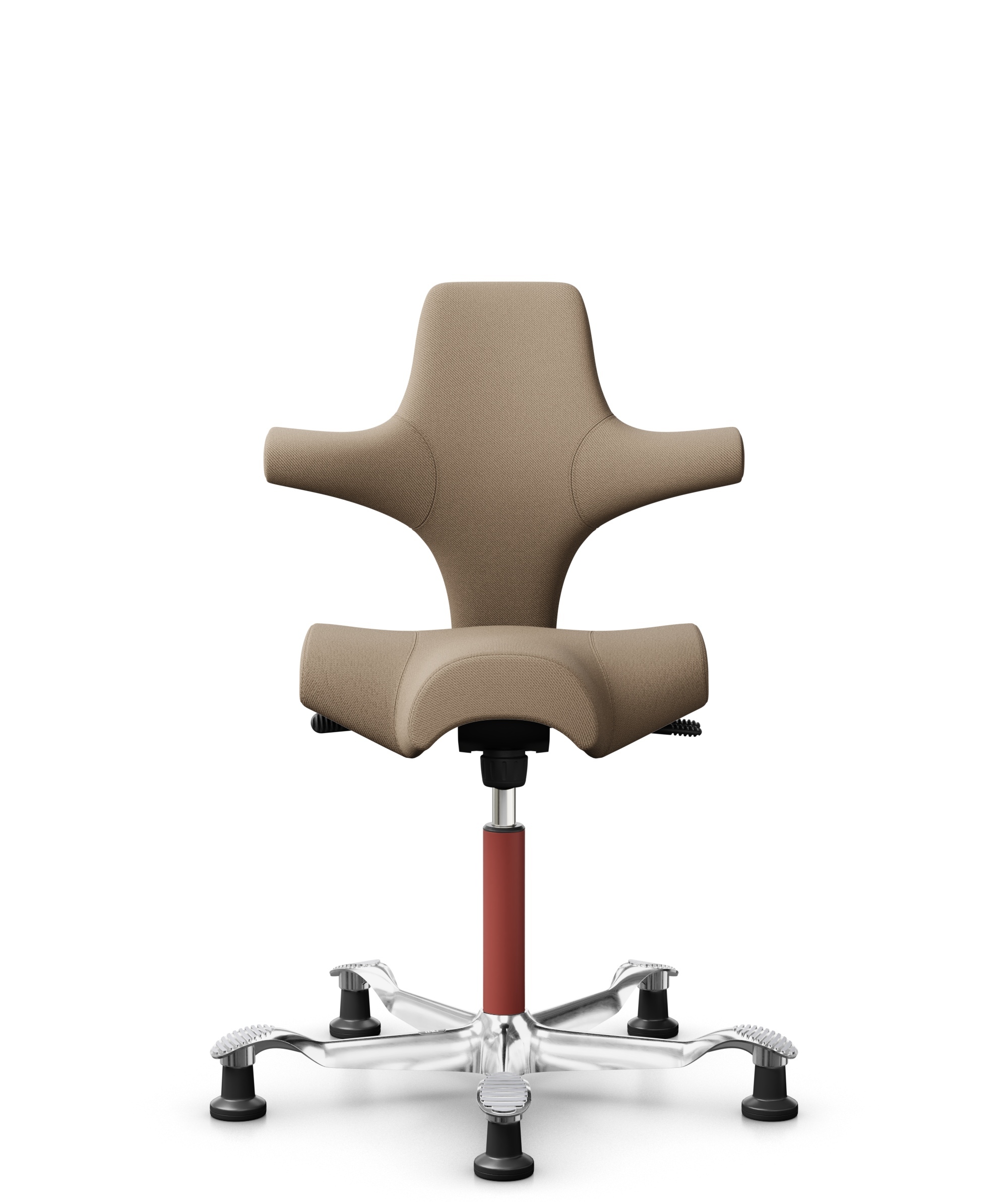 HÅG Capisco 8106 - Select (Gabriel) - Wol / Polyamide - SC61184 - Light brown - Framekleur - Blush Rose - Gasveer - 200 mm (Zithoogte 46-64cm) - Vloercontact - Glijdoppen - Voetenring - Nee, geen voetenring - Voetster - Ja, voetster in gepolijst aluminium - 1