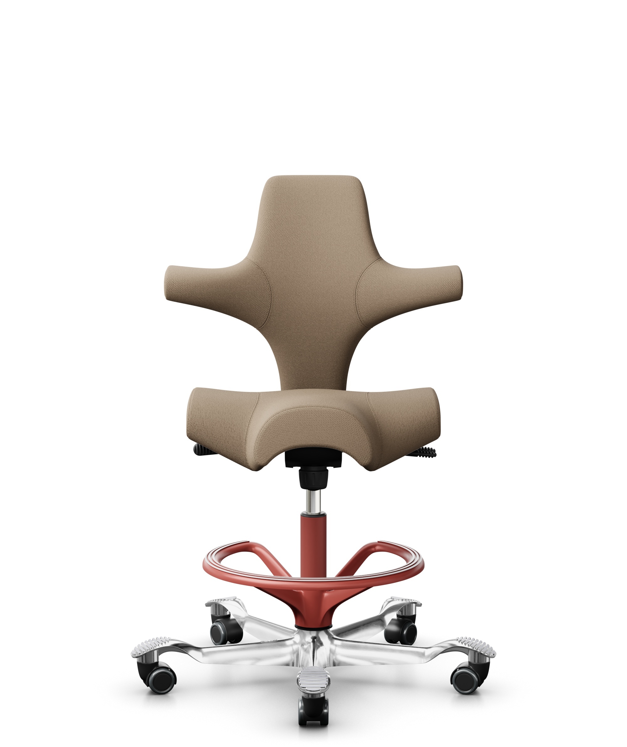 HÅG Capisco 8106 - Select (Gabriel) - Wol / Polyamide - SC61184 - Light brown - Framekleur - Blush Rose - Gasveer - 265 mm (Zithoogte 53-79cm) - Vloercontact - Harde wielen t.b.v. zachte vloeren - Voetenring - Ja, in framekleur - Voetster - Ja, voetste... - 1