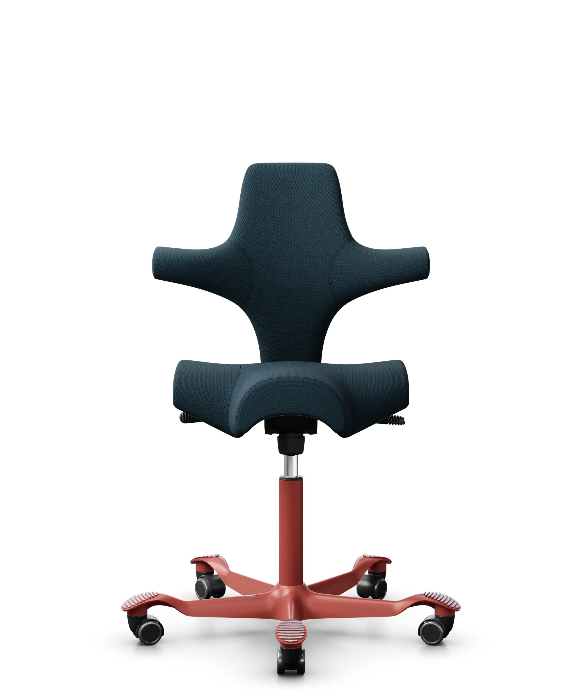 HÅG Capisco 8106 - Select (Gabriel) - Wol / Polyamide - SC66194 - Blue - Framekleur - Blush Rose - Gasveer - 150 mm (Zithoogte 40-55cm) - Vloercontact - Zachte wielen t.b.v. harde vloeren - Voetenring - Nee, geen voetenring - Voetster - Nee, voetster i... - 1