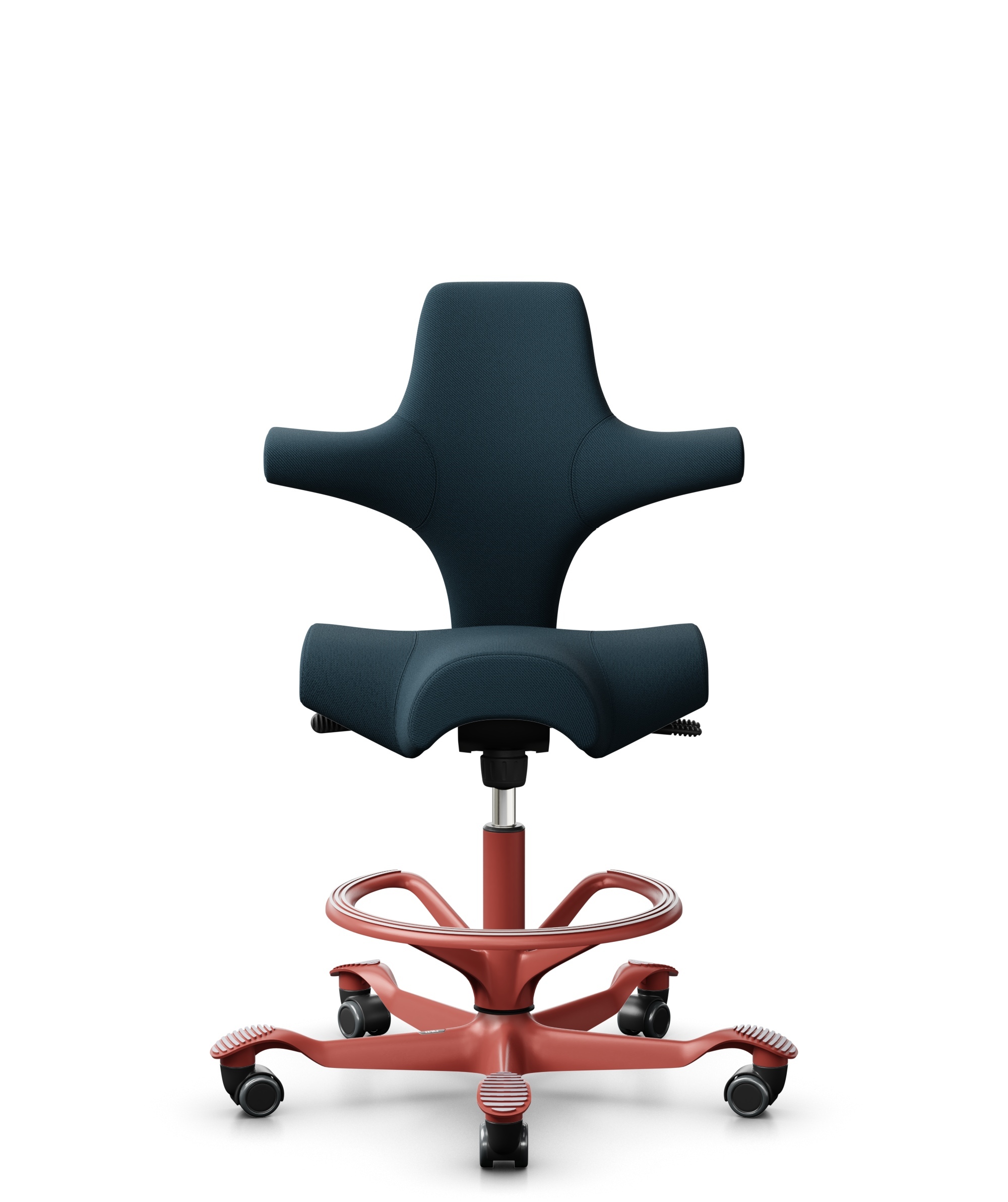 HÅG Capisco 8106 - Select (Gabriel) - Wol / Polyamide - SC66194 - Blue - Framekleur - Blush Rose - Gasveer - 200 mm (Zithoogte 46-64cm) - Vloercontact - Harde wielen t.b.v. zachte vloeren - Voetenring - Ja, in framekleur - Voetster - Nee, voetster in f... - 1