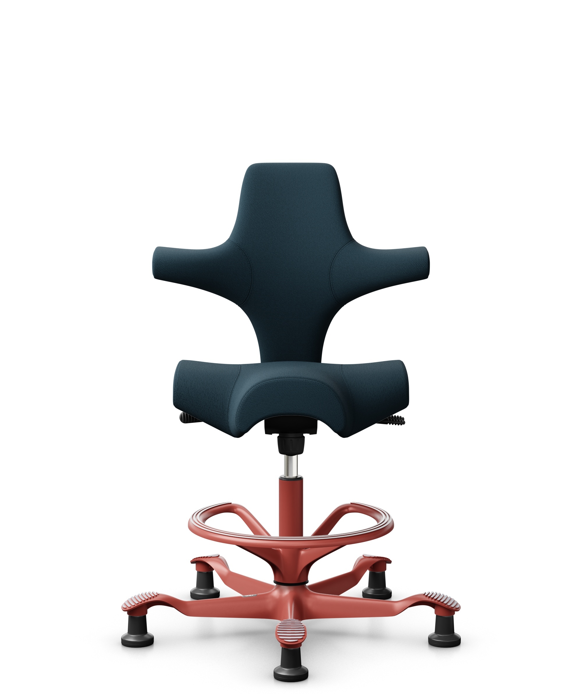 HÅG Capisco 8106 - Select (Gabriel) - Wol / Polyamide - SC66194 - Blue - Framekleur - Blush Rose - Gasveer - 265 mm (Zithoogte 53-79cm) - Vloercontact - Glijdoppen - Voetenring - Ja, in framekleur - Voetster - Nee, voetster in framekleur - 1