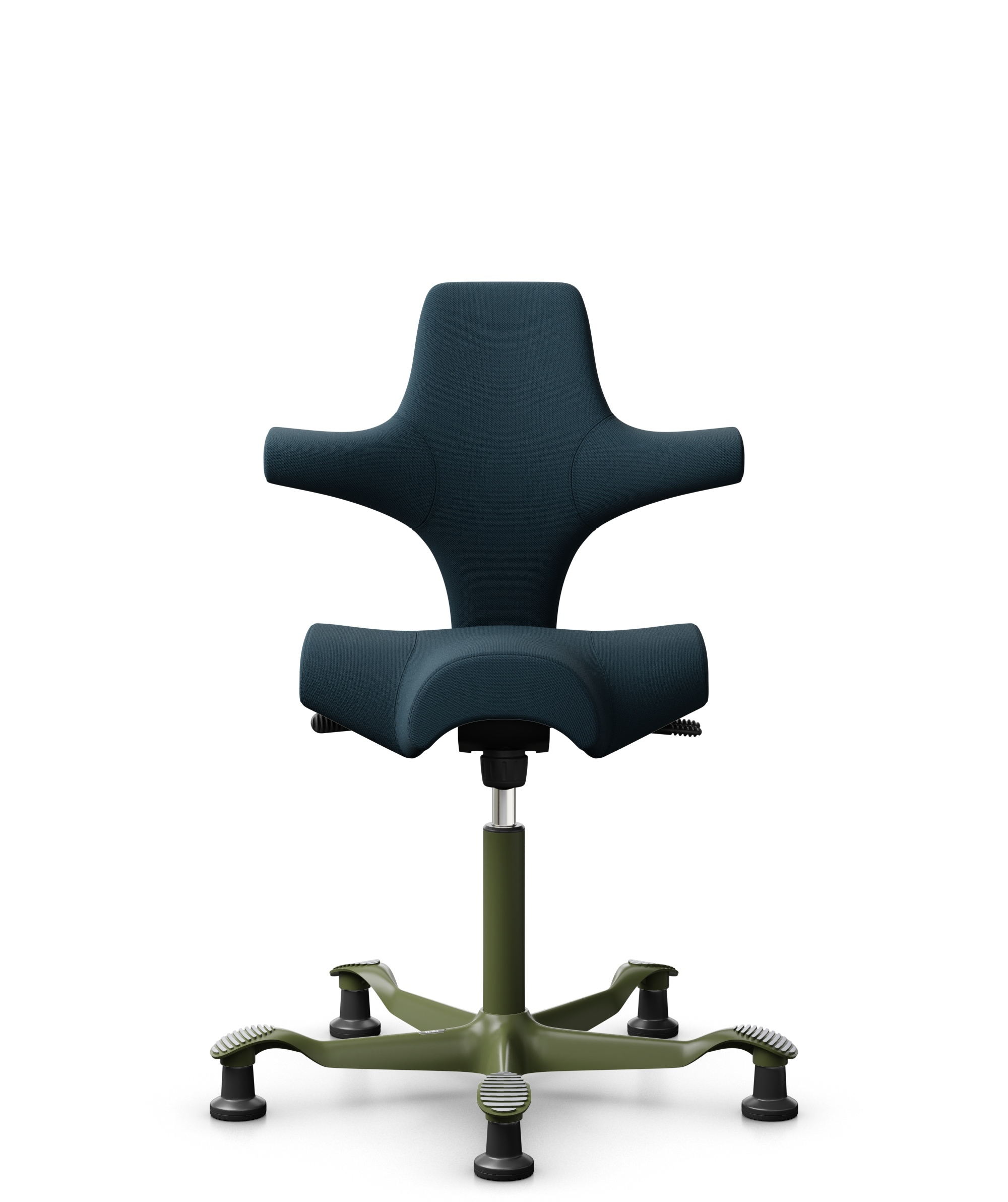 HÅG Capisco 8106 - Select (Gabriel) - Wol / Polyamide - SC66194 - Blue - Framekleur - Moss Grey - Gasveer - 265 mm (Zithoogte 53-79cm) - Vloercontact - Glijdoppen - Voetenring - Nee, geen voetenring - Voetster - Nee, voetster in framekleur - 1