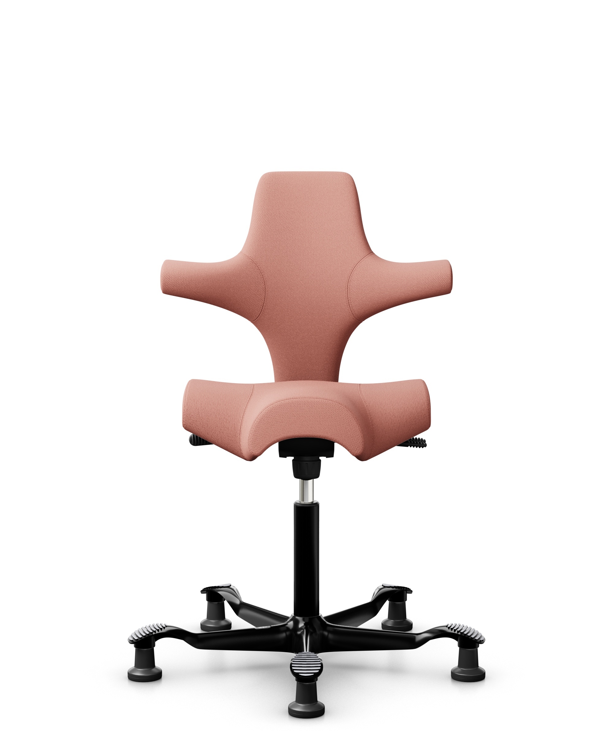 HÅG Capisco 8106 - Select (Gabriel) - Wol / Polyamide - SC64213 - Light blush - Framekleur - Zwart - Gasveer - 200 mm (Zithoogte 46-64cm) - Vloercontact - Glijdoppen - Voetenring - Nee, geen voetenring - Voetster - Nee, voetster in framekleur - 1