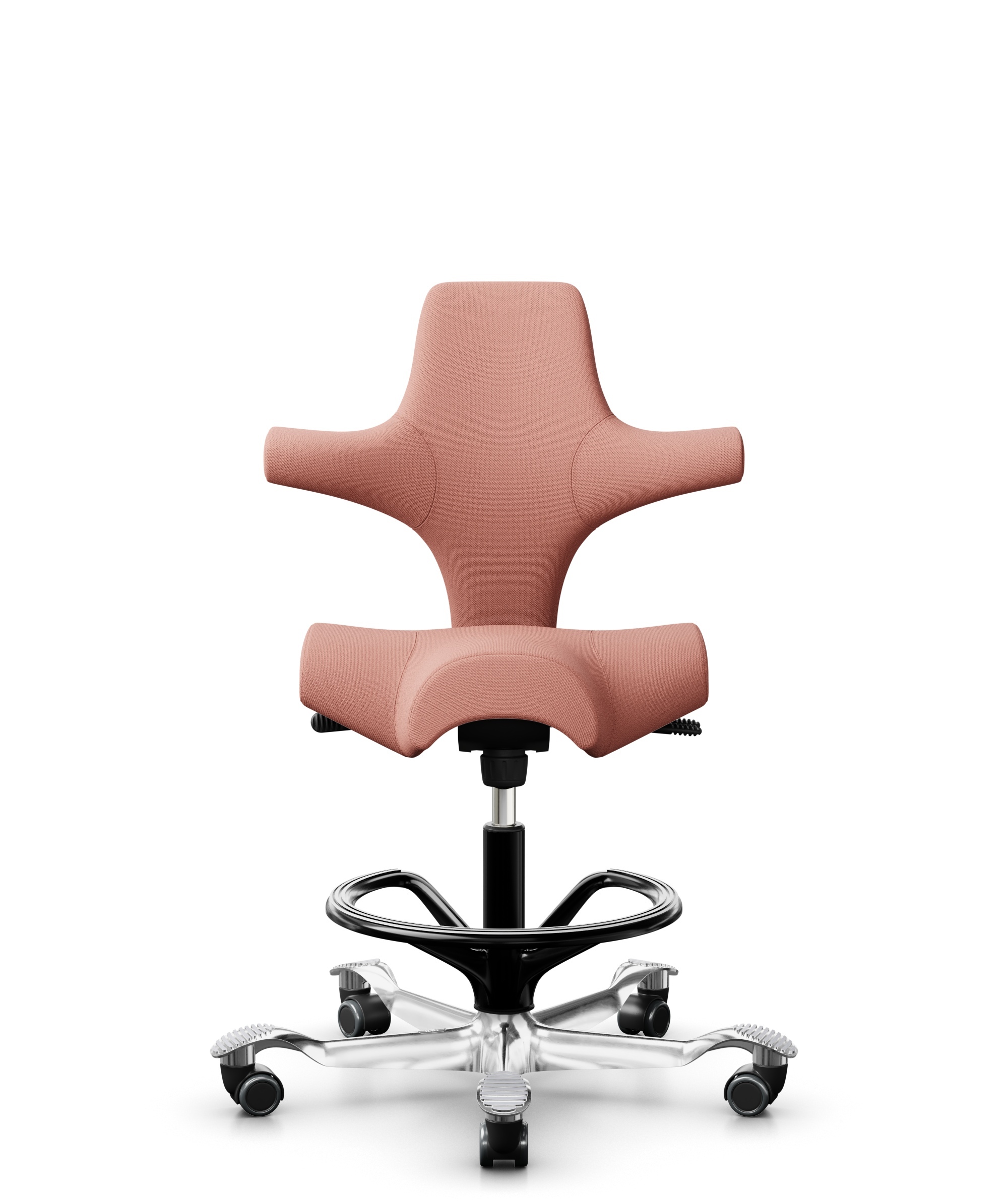 HÅG Capisco 8106 - Select (Gabriel) - Wol / Polyamide - SC64213 - Light blush - Framekleur - Zwart - Gasveer - 265 mm (Zithoogte 53-79cm) - Vloercontact - Zachte wielen t.b.v. harde vloeren - Voetenring - Ja, in framekleur - Voetster - Ja, voetster in ... - 1