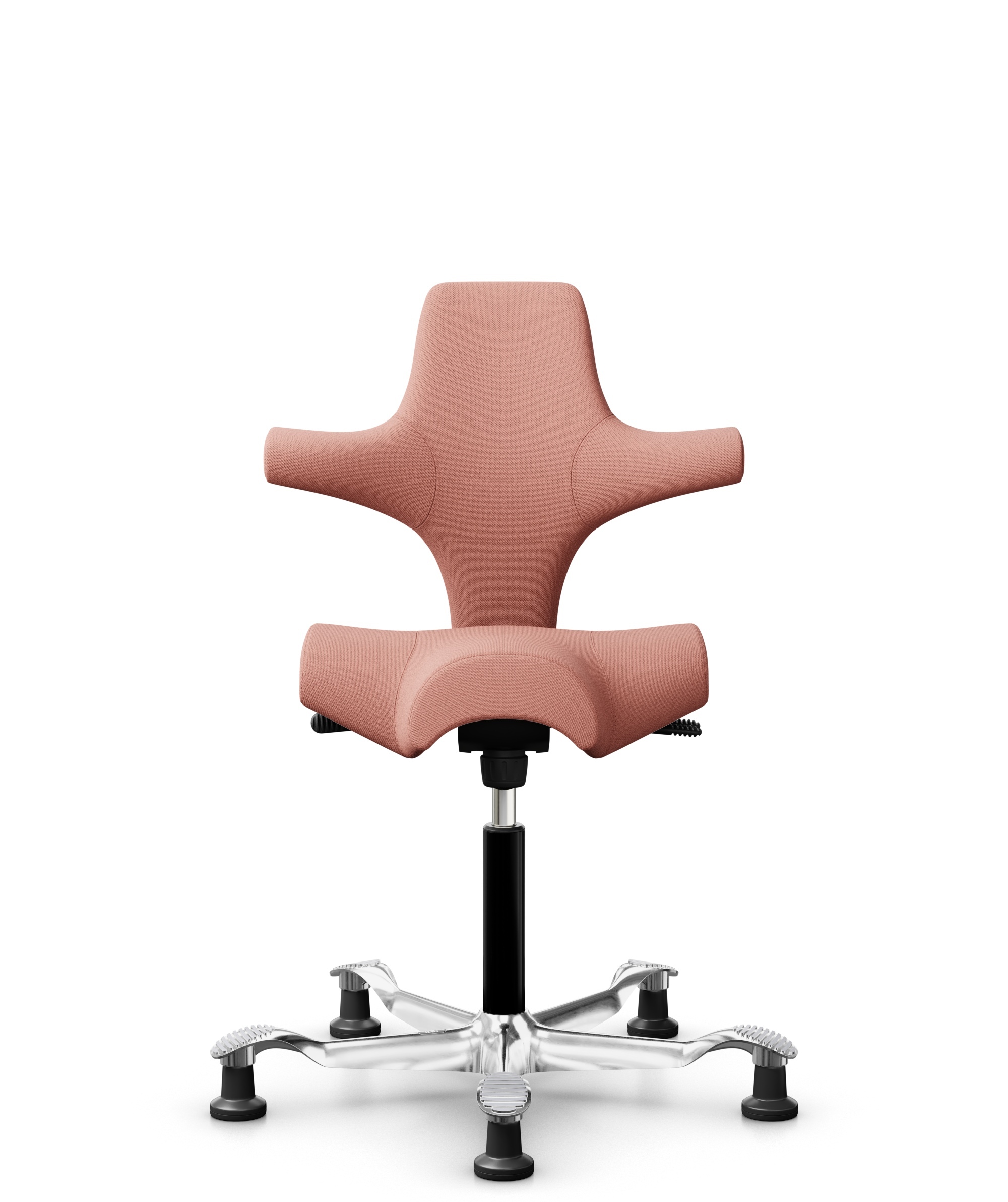 HÅG Capisco 8106 - Select (Gabriel) - Wol / Polyamide - SC64213 - Light blush - Framekleur - Zwart - Gasveer - 265 mm (Zithoogte 53-79cm) - Vloercontact - Glijdoppen - Voetenring - Nee, geen voetenring - Voetster - Ja, voetster in gepolijst aluminium - 1
