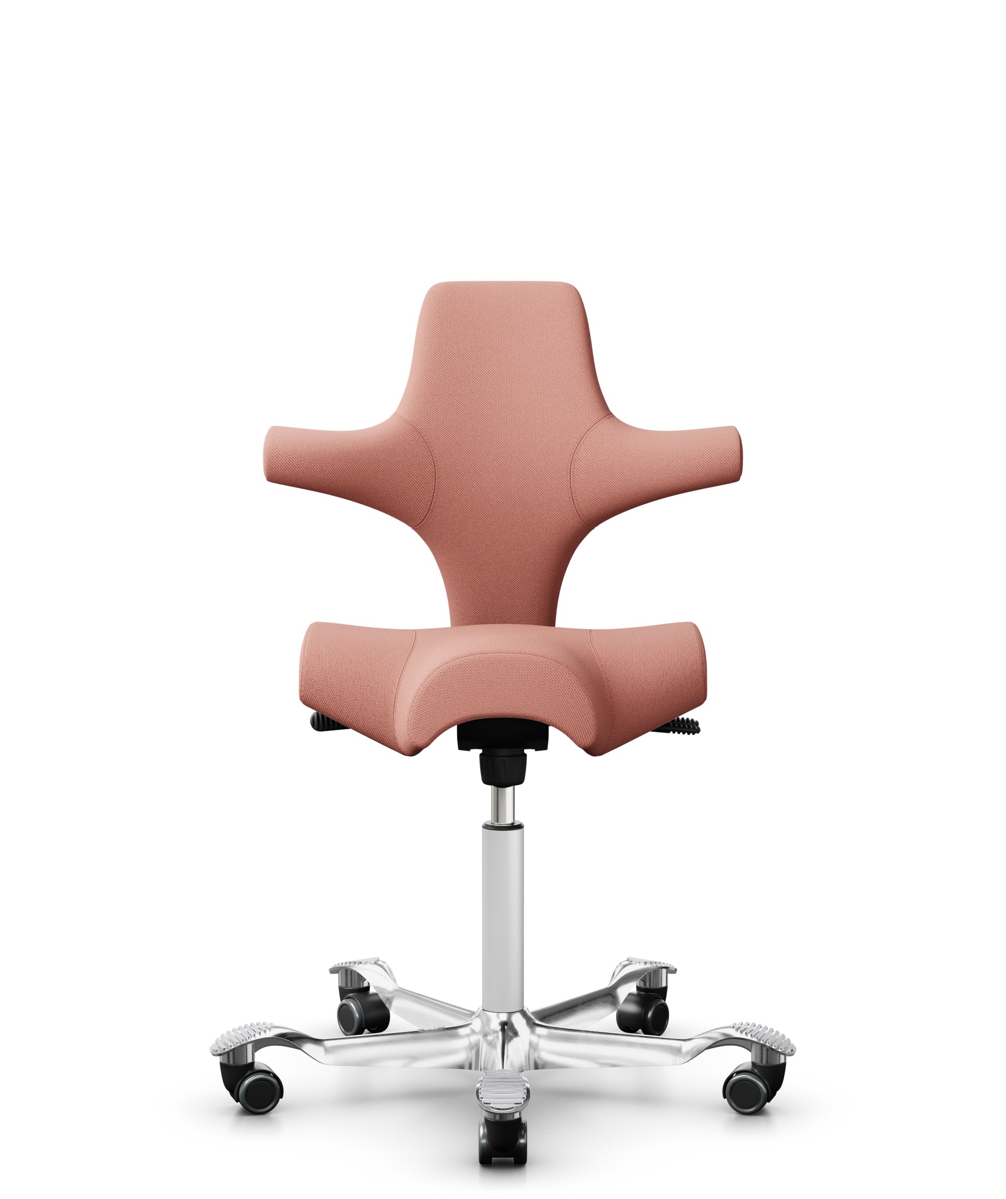 HÅG Capisco 8106 - Select (Gabriel) - Wol / Polyamide - SC64213 - Light blush - Framekleur - Wit - Gasveer - 265 mm (Zithoogte 53-79cm) - Vloercontact - Zachte wielen t.b.v. harde vloeren - Voetenring - Nee, geen voetenring - Voetster - Ja, voetster in... - 1