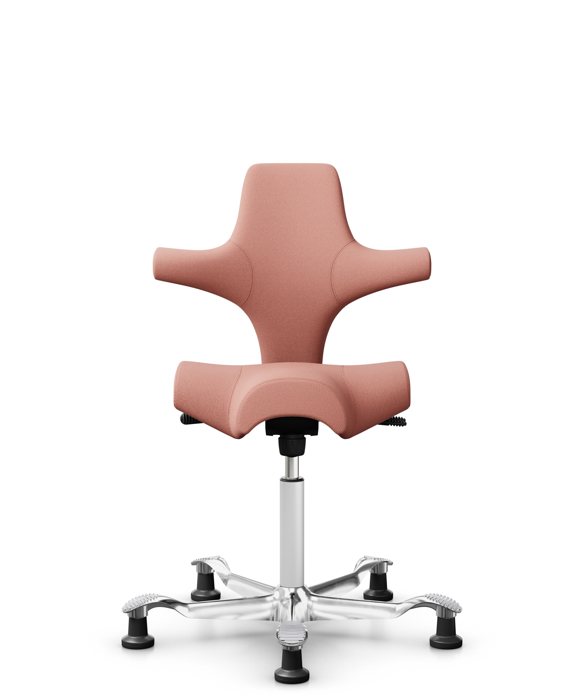 HÅG Capisco 8106 - Select (Gabriel) - Wol / Polyamide - SC64213 - Light blush - Framekleur - Wit - Gasveer - 265 mm (Zithoogte 53-79cm) - Vloercontact - Glijdoppen - Voetenring - Nee, geen voetenring - Voetster - Ja, voetster in gepolijst aluminium - 1