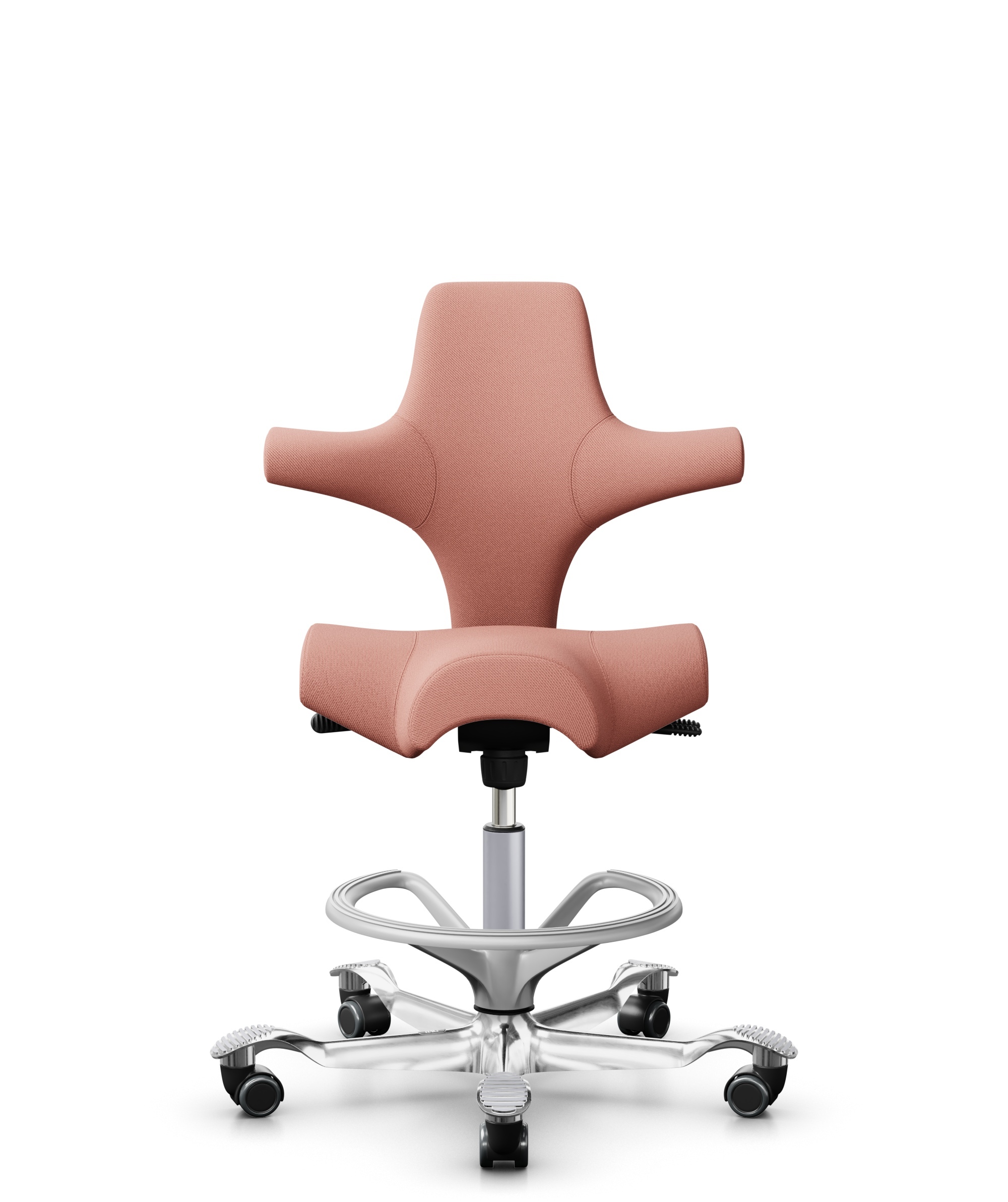 HÅG Capisco 8106 - Select (Gabriel) - Wol / Polyamide - SC64213 - Light blush - Framekleur - Zilver - Gasveer - 200 mm (Zithoogte 46-64cm) - Vloercontact - Harde wielen t.b.v. zachte vloeren - Voetenring - Ja, in framekleur - Voetster - Ja, voetster in... - 1