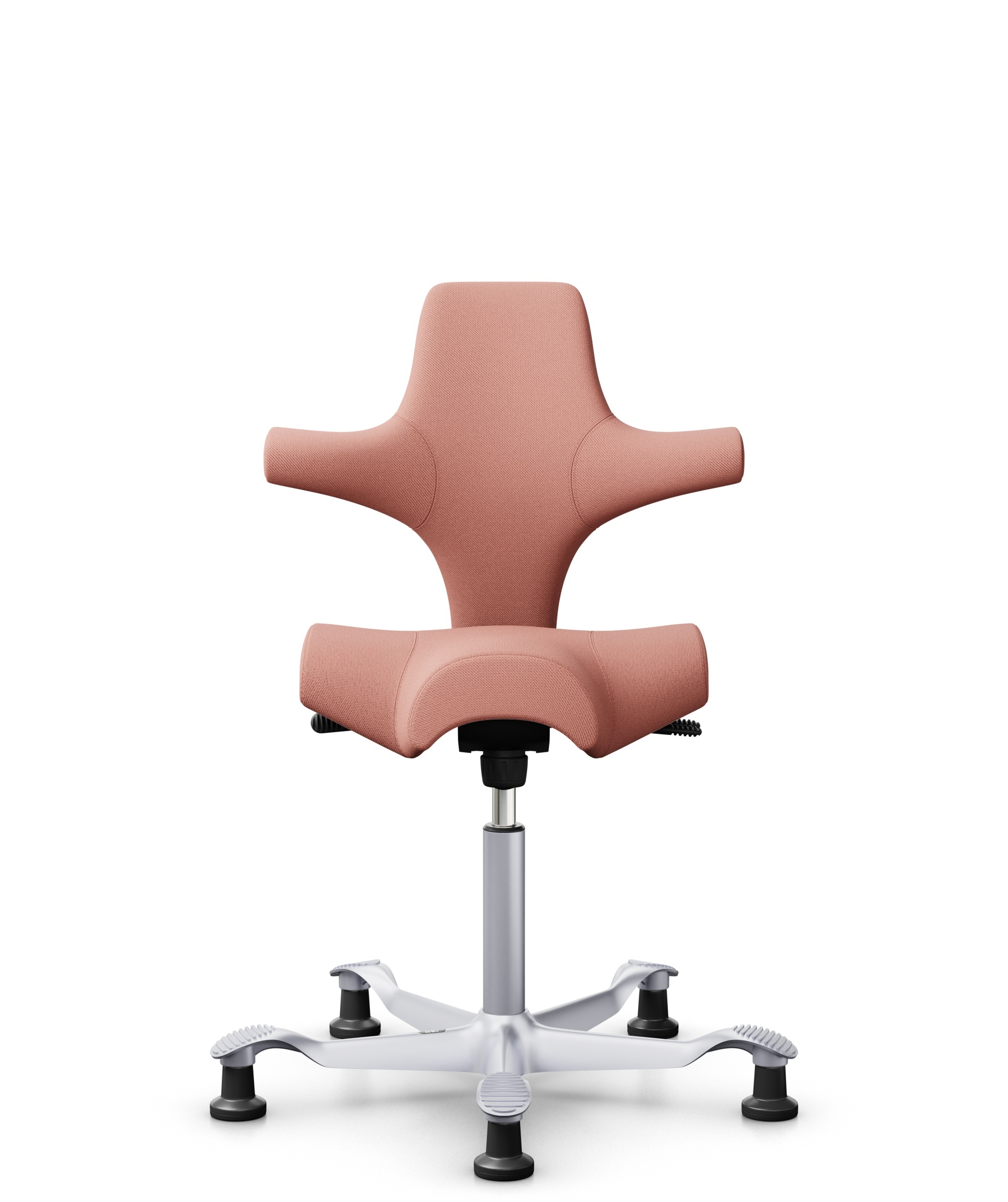 HÅG Capisco 8106 - Select (Gabriel) - Wol / Polyamide - SC64213 - Light blush - Framekleur - Zilver - Gasveer - 200 mm (Zithoogte 46-64cm) - Vloercontact - Glijdoppen - Voetenring - Nee, geen voetenring - Voetster - Nee, voetster in framekleur - 1