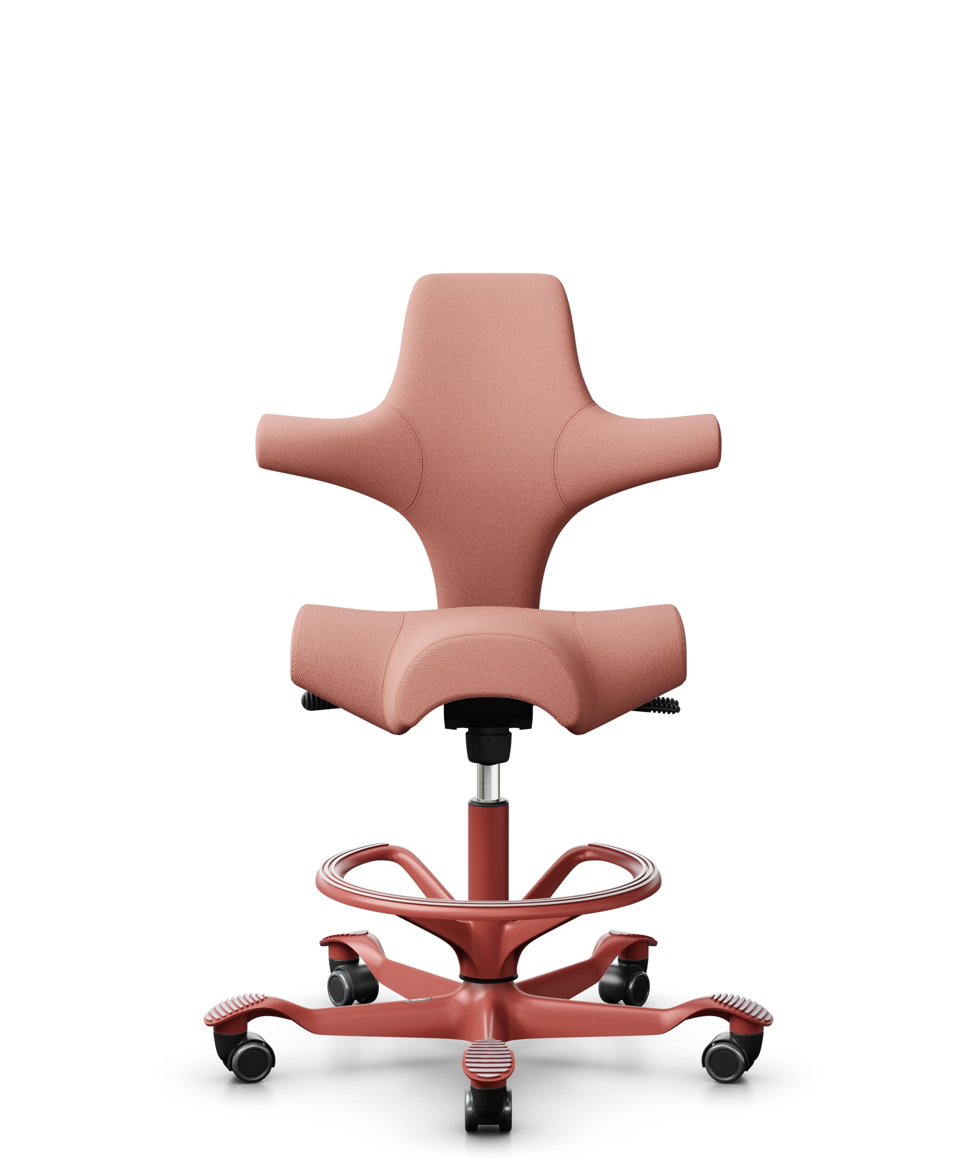 HÅG Capisco 8106 - Select (Gabriel) - Wol / Polyamide - SC64213 - Light blush - Framekleur - Blush Rose - Gasveer - 265 mm (Zithoogte 53-79cm) - Vloercontact - Zachte wielen t.b.v. harde vloeren - Voetenring - Ja, in framekleur - Voetster - Nee, voetst... - 1