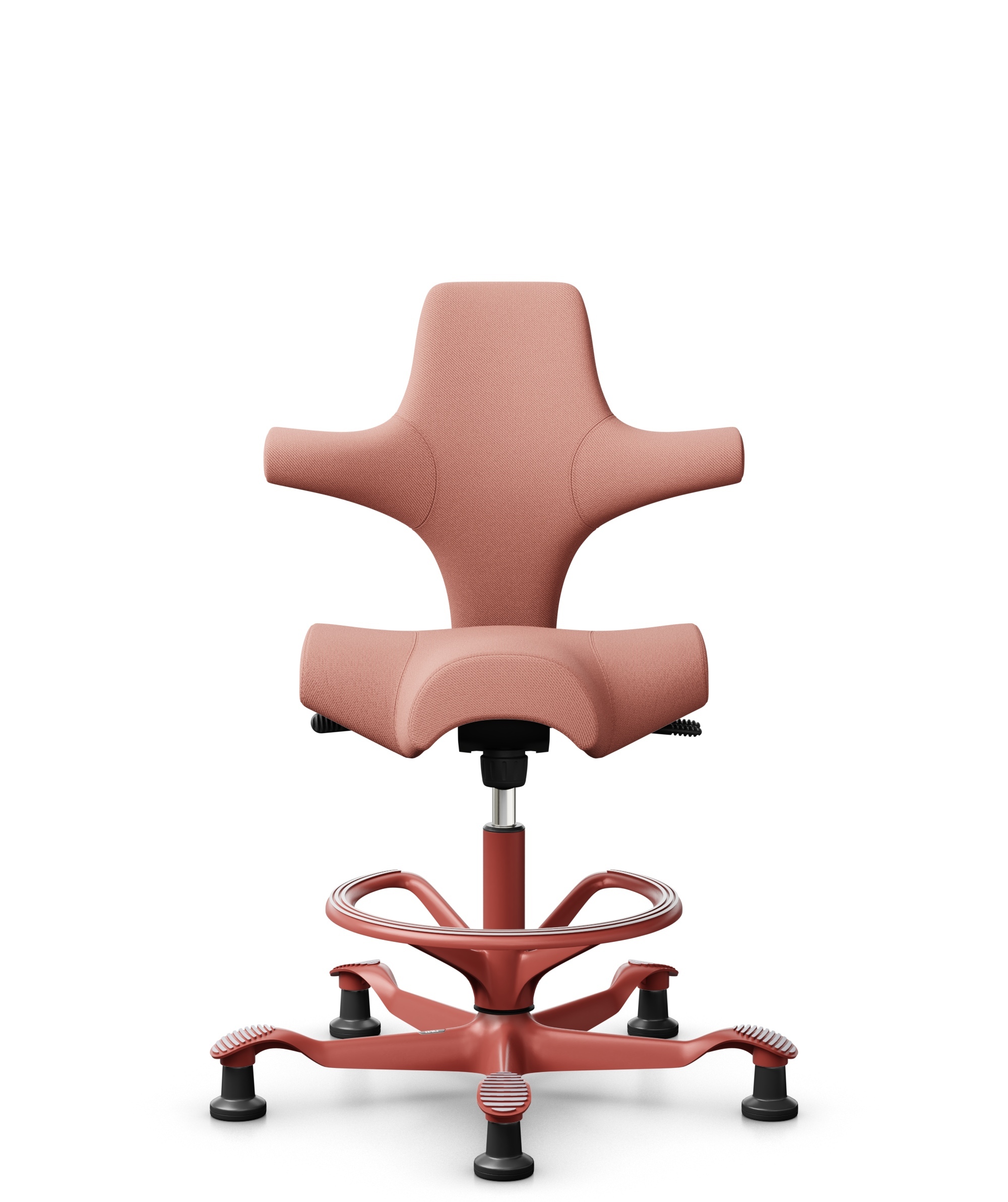 HÅG Capisco 8106 - Select (Gabriel) - Wol / Polyamide - SC64213 - Light blush - Framekleur - Blush Rose - Gasveer - 265 mm (Zithoogte 53-79cm) - Vloercontact - Glijdoppen - Voetenring - Ja, in framekleur - Voetster - Nee, voetster in framekleur - 1
