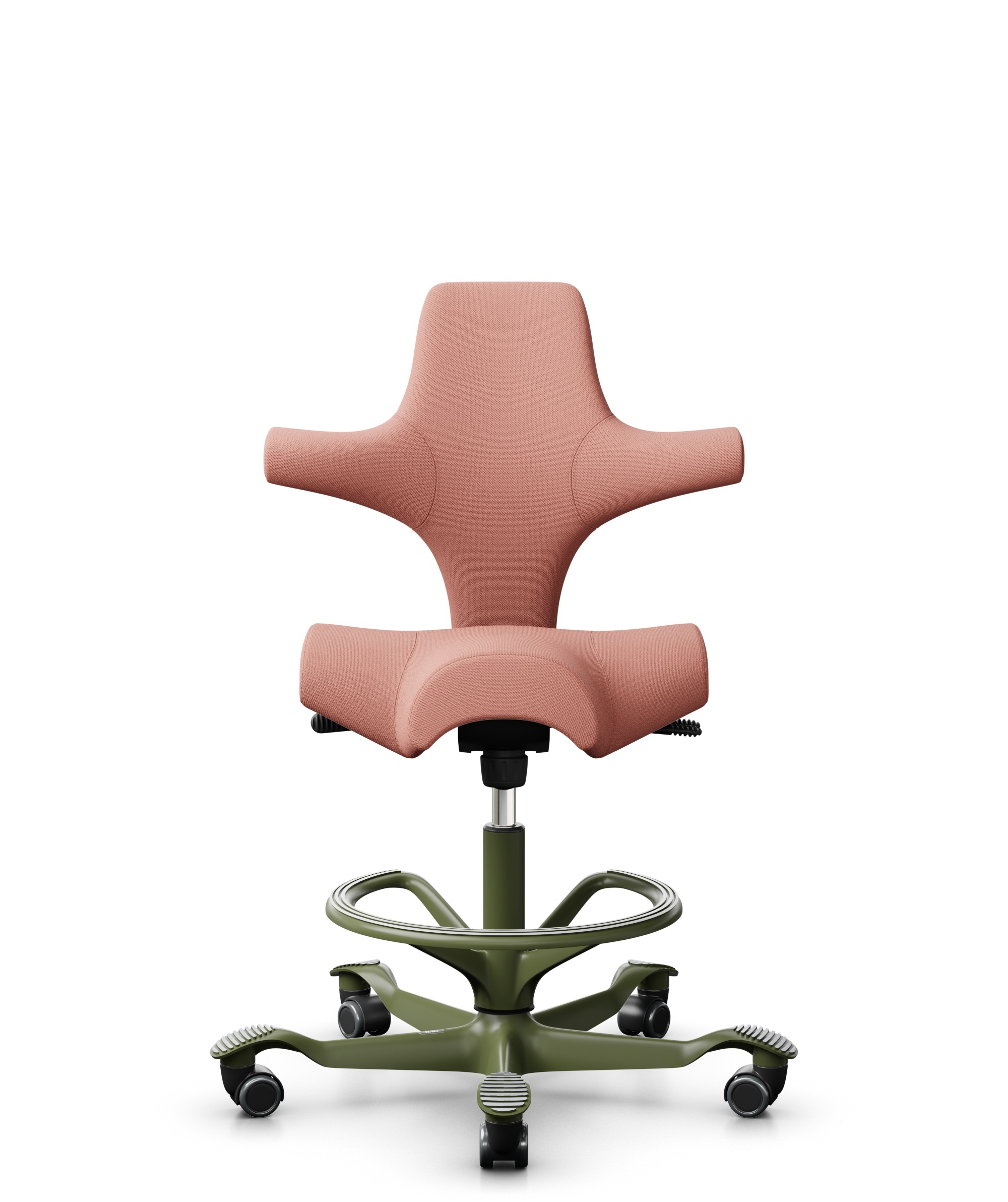 HÅG Capisco 8106 - Select (Gabriel) - Wol / Polyamide - SC64213 - Light blush - Framekleur - Moss Grey - Gasveer - 200 mm (Zithoogte 46-64cm) - Vloercontact - Harde wielen t.b.v. zachte vloeren - Voetenring - Ja, in framekleur - Voetster - Nee, voetste... - 1