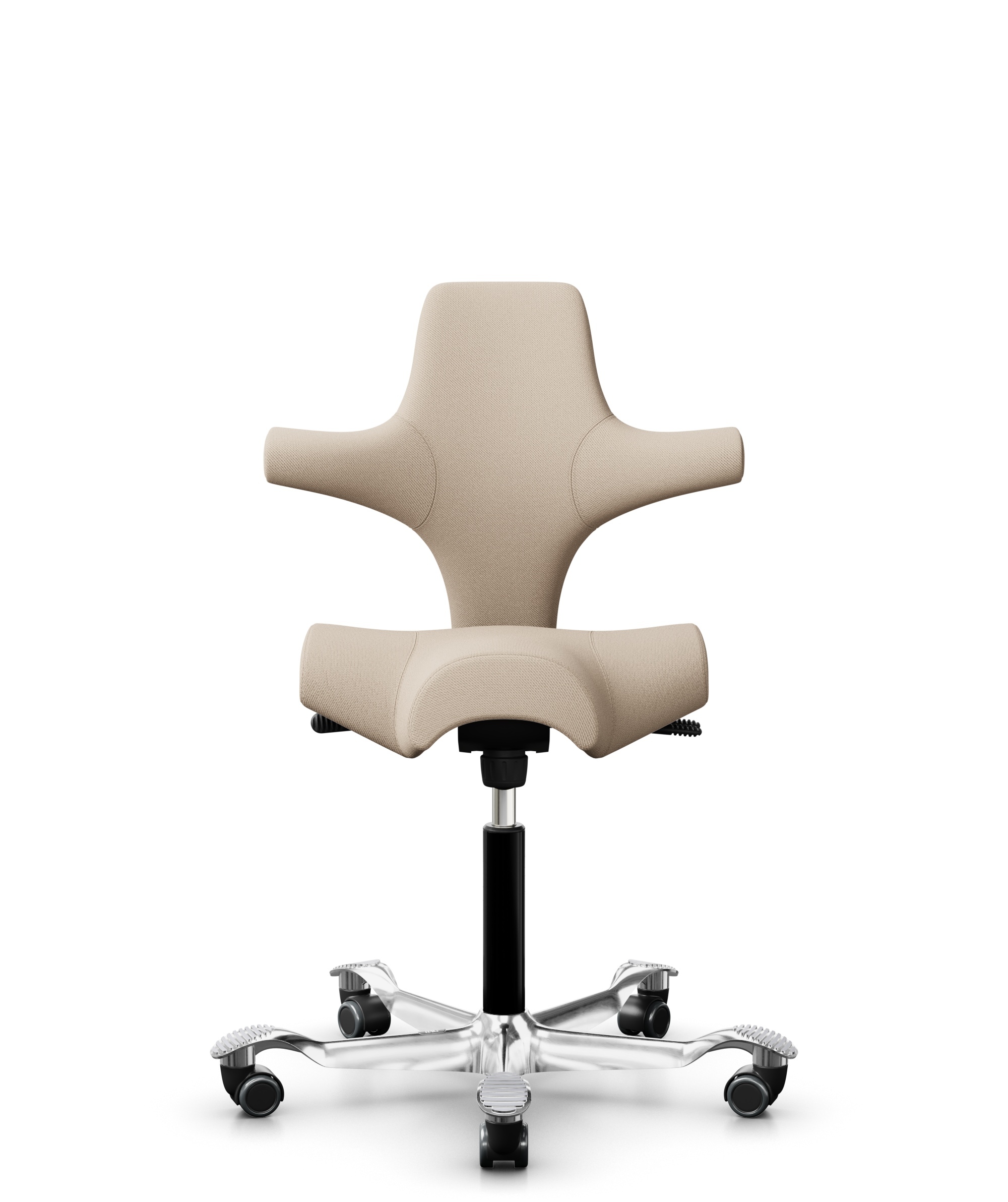HÅG Capisco 8106 - Select (Gabriel) - Wol / Polyamide - SC61188 - Light beige - Framekleur - Zwart - Gasveer - 150 mm (Zithoogte 40-55cm) - Vloercontact - Zachte wielen t.b.v. harde vloeren - Voetenring - Nee, geen voetenring - Voetster - Ja, voetster ... - 1