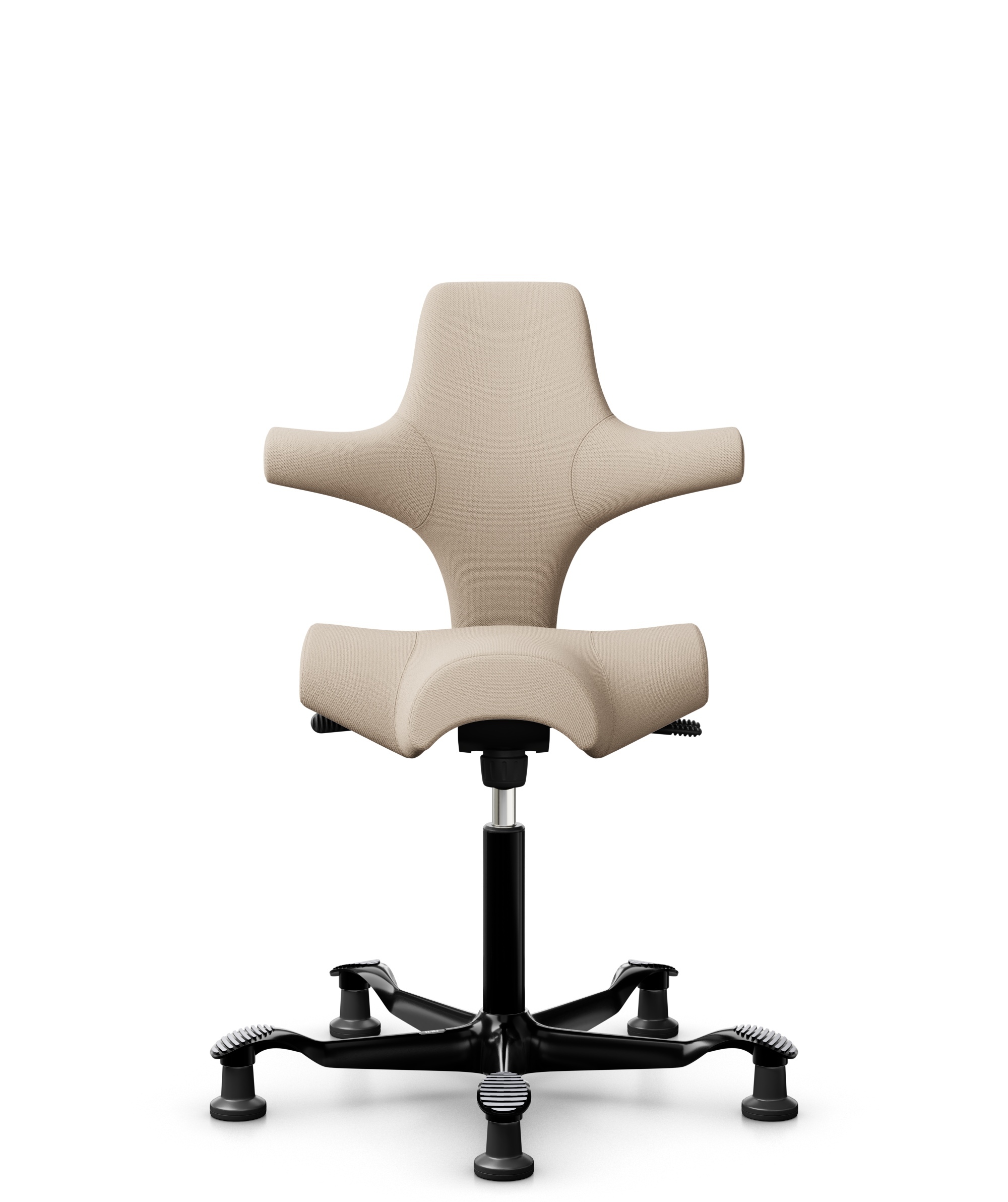HÅG Capisco 8106 - Select (Gabriel) - Wol / Polyamide - SC61188 - Light beige - Framekleur - Zwart - Gasveer - 150 mm (Zithoogte 40-55cm) - Vloercontact - Glijdoppen - Voetenring - Nee, geen voetenring - Voetster - Nee, voetster in framekleur - 1