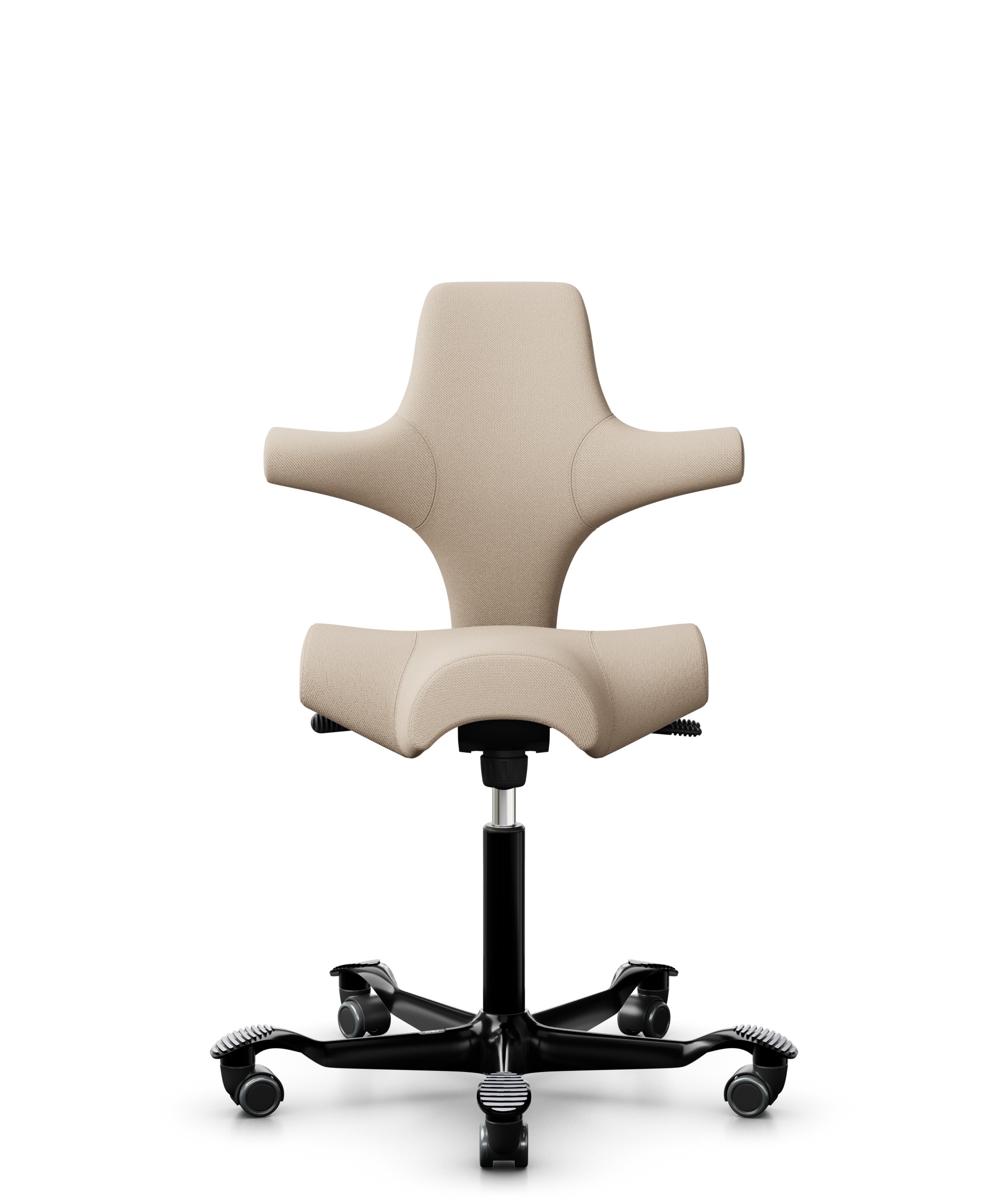 HÅG Capisco 8106 - Select (Gabriel) - Wol / Polyamide - SC61188 - Light beige - Framekleur - Zwart - Gasveer - 200 mm (Zithoogte 46-64cm) - Vloercontact - Harde wielen t.b.v. zachte vloeren - Voetenring - Nee, geen voetenring - Voetster - Nee, voetster... - 1