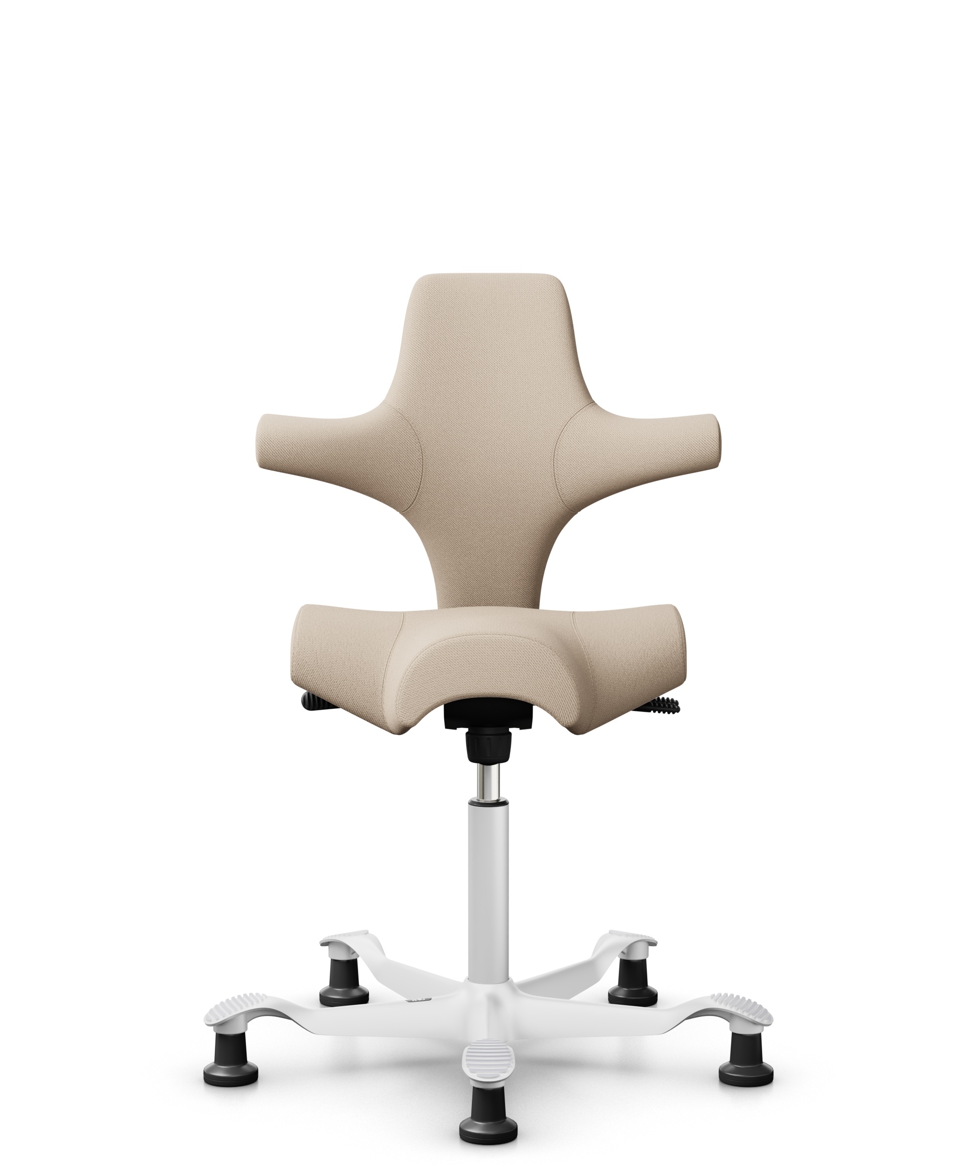 HÅG Capisco 8106 - Select (Gabriel) - Wol / Polyamide - SC61188 - Light beige - Framekleur - Wit - Gasveer - 150 mm (Zithoogte 40-55cm) - Vloercontact - Glijdoppen - Voetenring - Nee, geen voetenring - Voetster - Nee, voetster in framekleur - 1