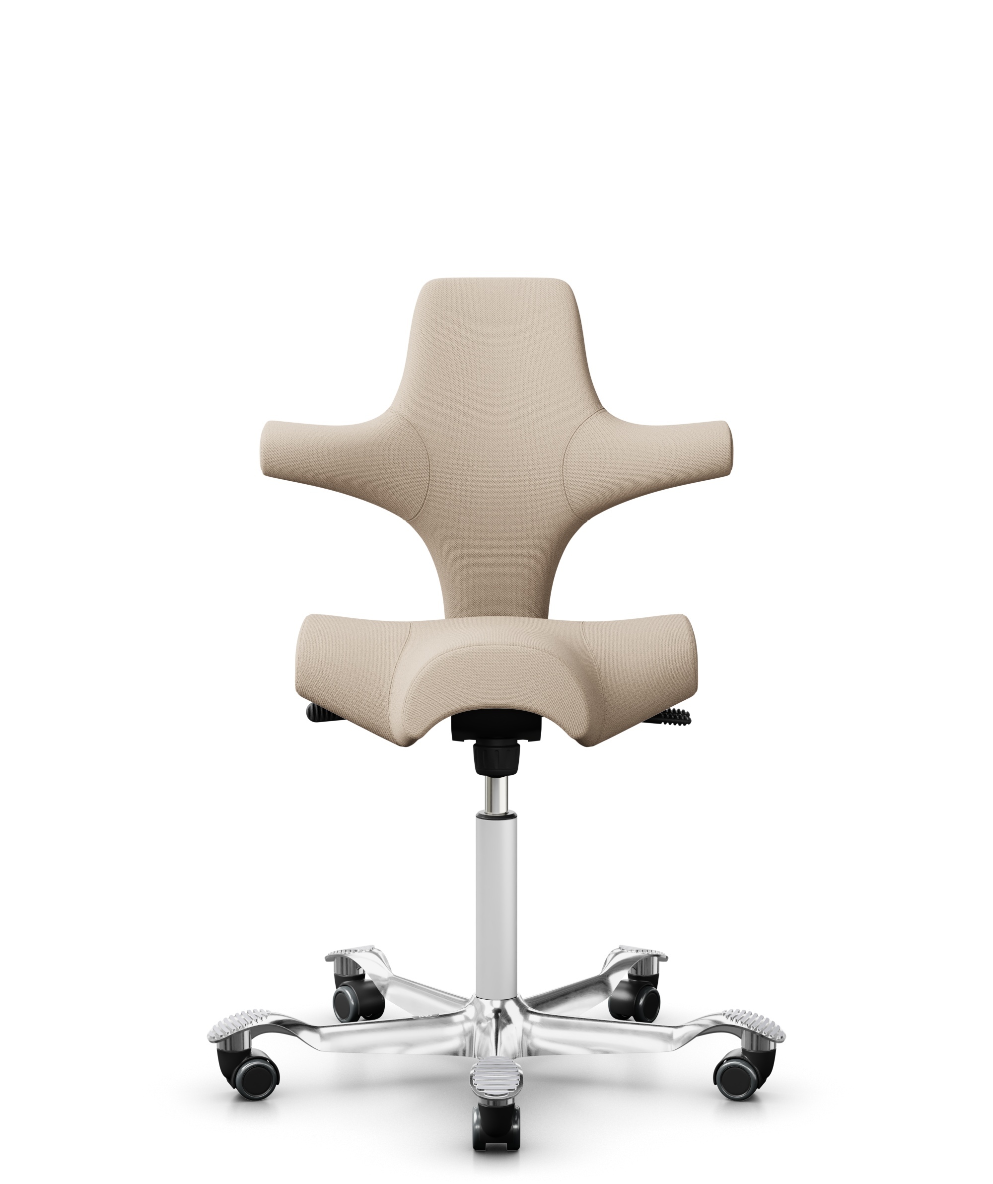 HÅG Capisco 8106 - Select (Gabriel) - Wol / Polyamide - SC61188 - Light beige - Framekleur - Wit - Gasveer - 200 mm (Zithoogte 46-64cm) - Vloercontact - Harde wielen t.b.v. zachte vloeren - Voetenring - Nee, geen voetenring - Voetster - Ja, voetster in... - 1