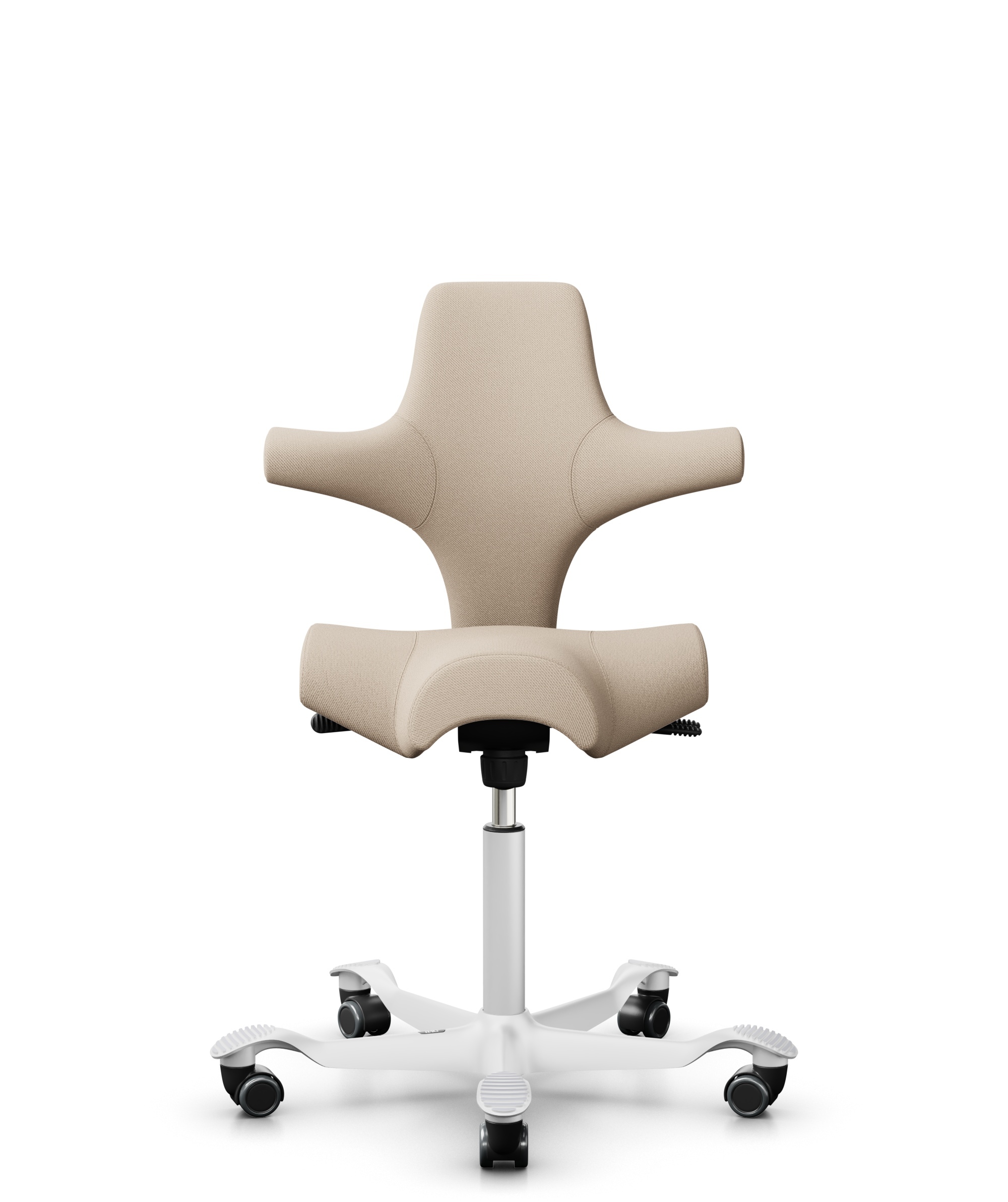 HÅG Capisco 8106 - Select (Gabriel) - Wol / Polyamide - SC61188 - Light beige - Framekleur - Wit - Gasveer - 200 mm (Zithoogte 46-64cm) - Vloercontact - Zachte wielen t.b.v. harde vloeren - Voetenring - Nee, geen voetenring - Voetster - Nee, voetster i... - 1