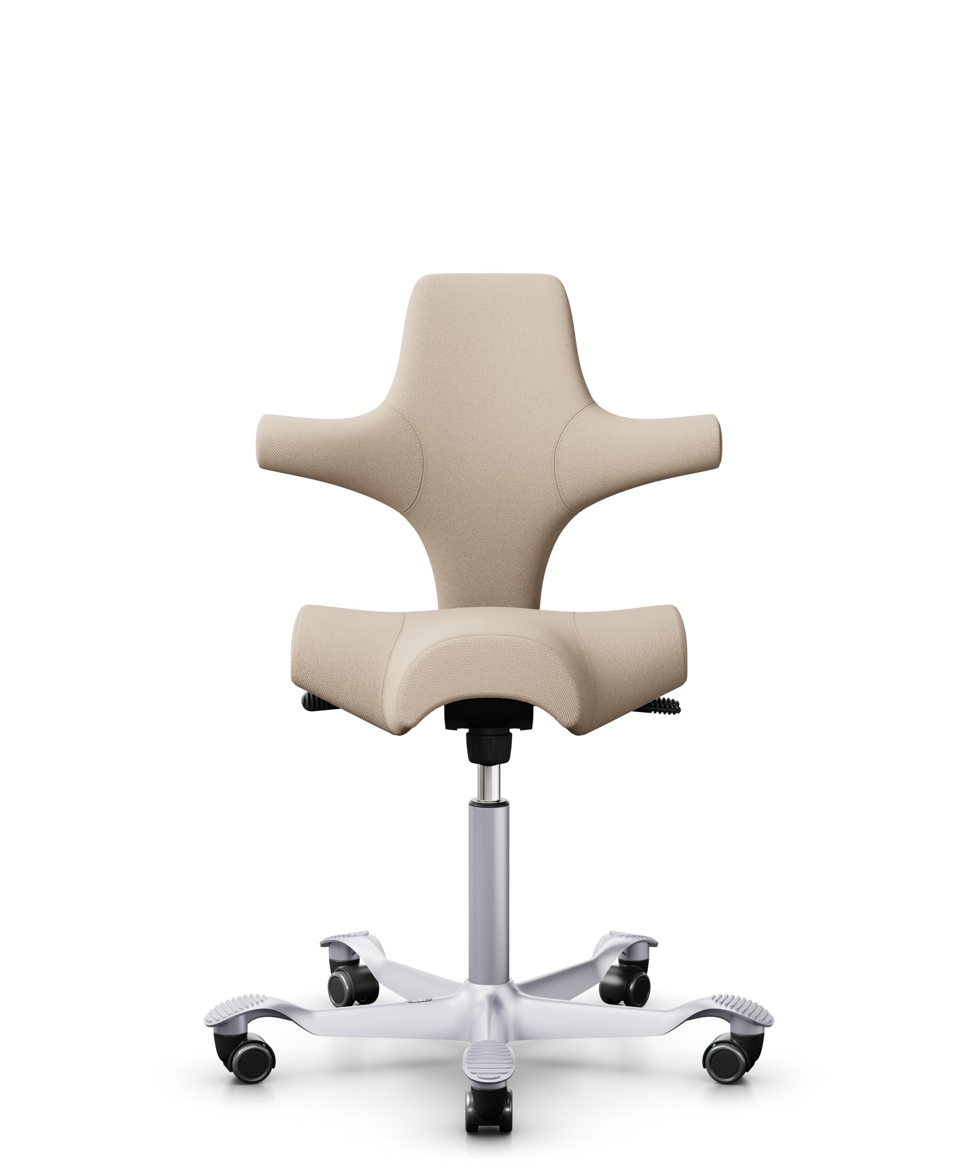 HÅG Capisco 8106 - Select (Gabriel) - Wol / Polyamide - SC61188 - Light beige - Framekleur - Zilver - Gasveer - 150 mm (Zithoogte 40-55cm) - Vloercontact - Harde wielen t.b.v. zachte vloeren - Voetenring - Nee, geen voetenring - Voetster - Nee, voetste... - 1