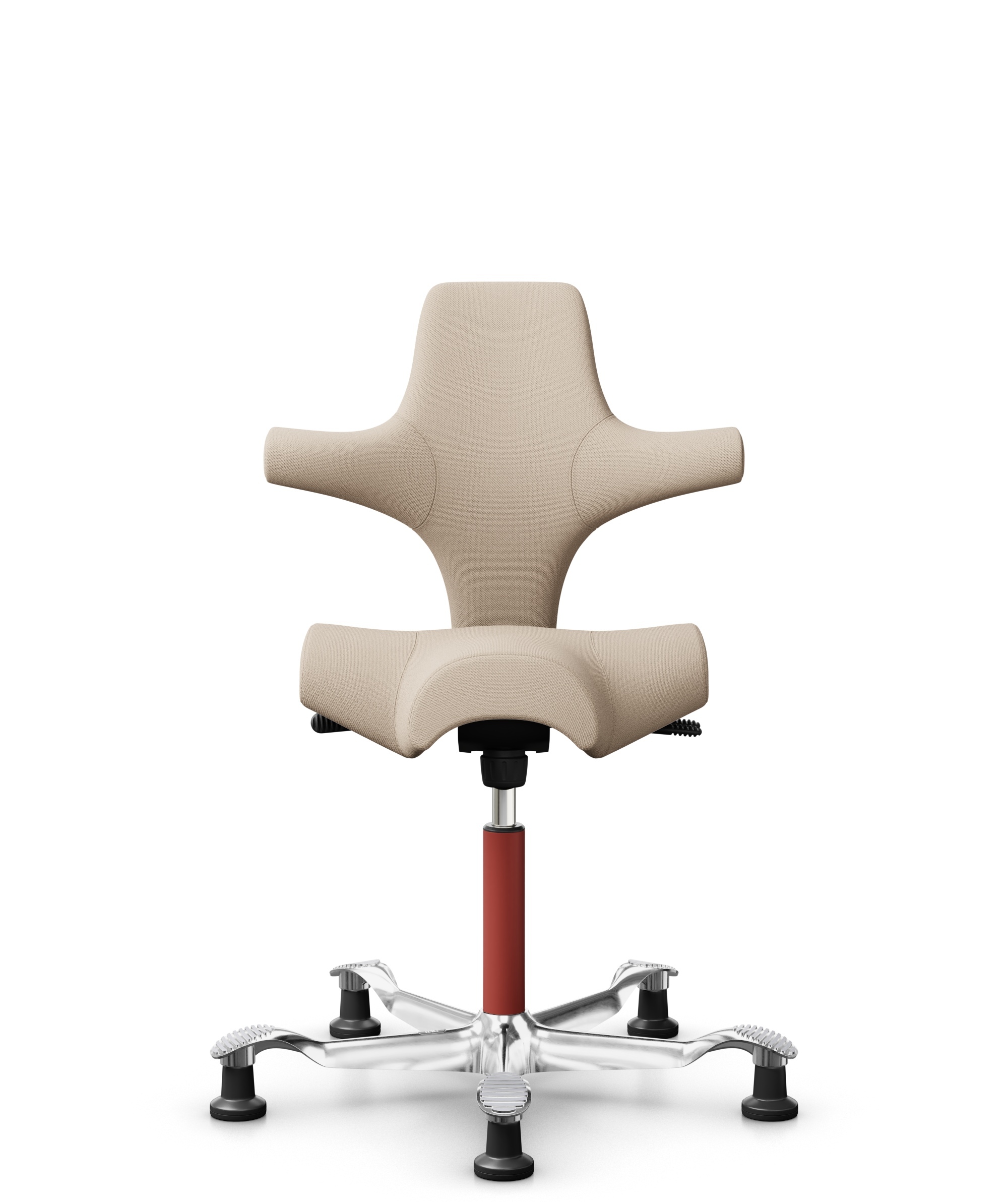 HÅG Capisco 8106 - Select (Gabriel) - Wol / Polyamide - SC61188 - Light beige - Framekleur - Blush Rose - Gasveer - 150 mm (Zithoogte 40-55cm) - Vloercontact - Glijdoppen - Voetenring - Nee, geen voetenring - Voetster - Ja, voetster in gepolijst aluminium - 1