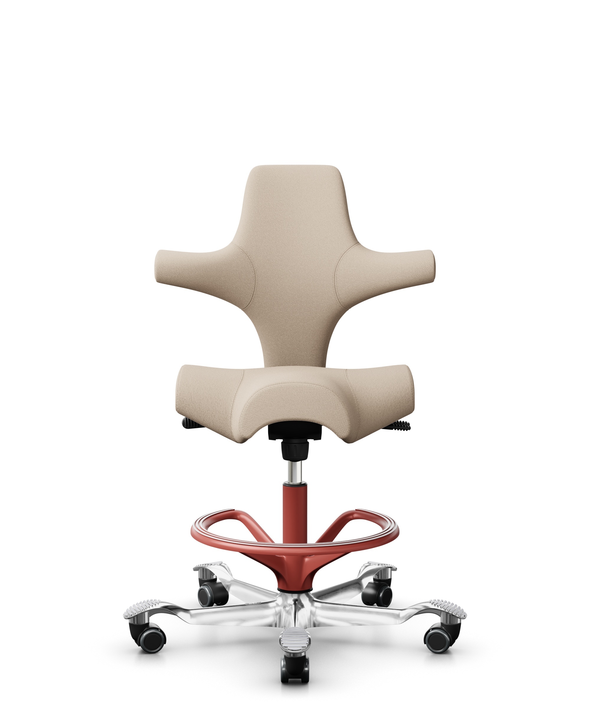 HÅG Capisco 8106 - Select (Gabriel) - Wol / Polyamide - SC61188 - Light beige - Framekleur - Blush Rose - Gasveer - 200 mm (Zithoogte 46-64cm) - Vloercontact - Harde wielen t.b.v. zachte vloeren - Voetenring - Ja, in framekleur - Voetster - Ja, voetste... - 1