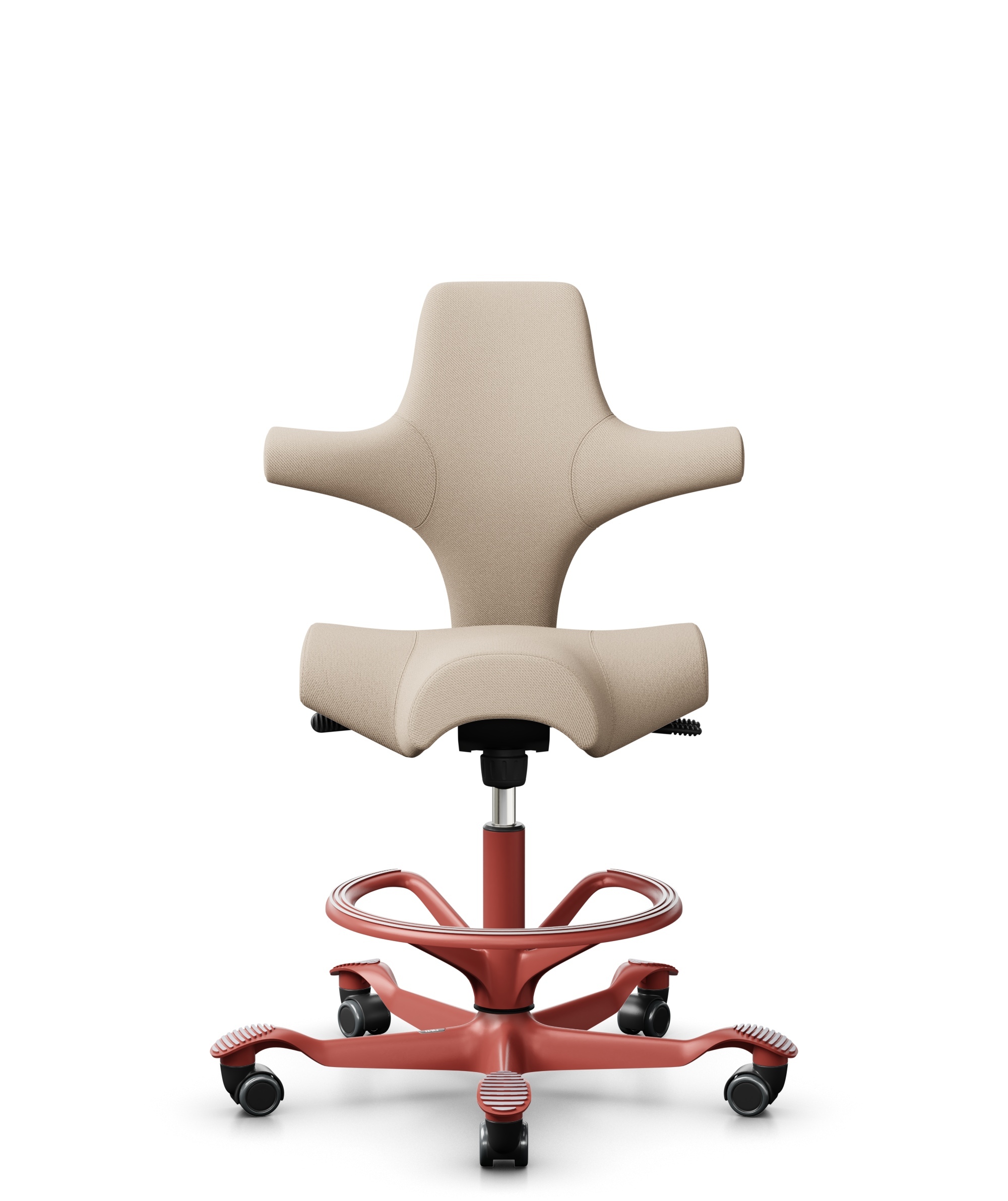 HÅG Capisco 8106 - Select (Gabriel) - Wol / Polyamide - SC61188 - Light beige - Framekleur - Blush Rose - Gasveer - 200 mm (Zithoogte 46-64cm) - Vloercontact - Zachte wielen t.b.v. harde vloeren - Voetenring - Ja, in framekleur - Voetster - Nee, voetst... - 1